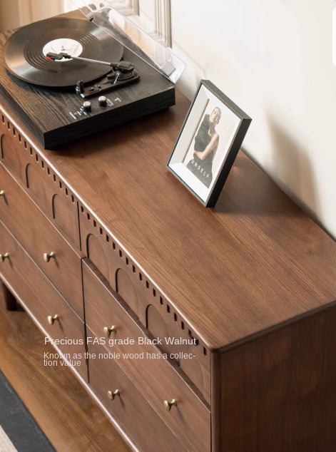 Vintage Black Walnut Solid Wood Cabinet - French Style Retro Storage Cabinet for Living Room, Bedroom & Office Organization