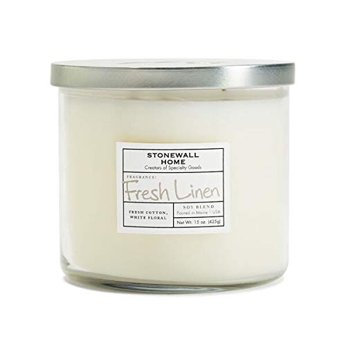Stonewall Home Fresh Linen Scented Medium Bowl Candle - Perfect for Living Room, Bedroom & Bathroom Aromatherapy