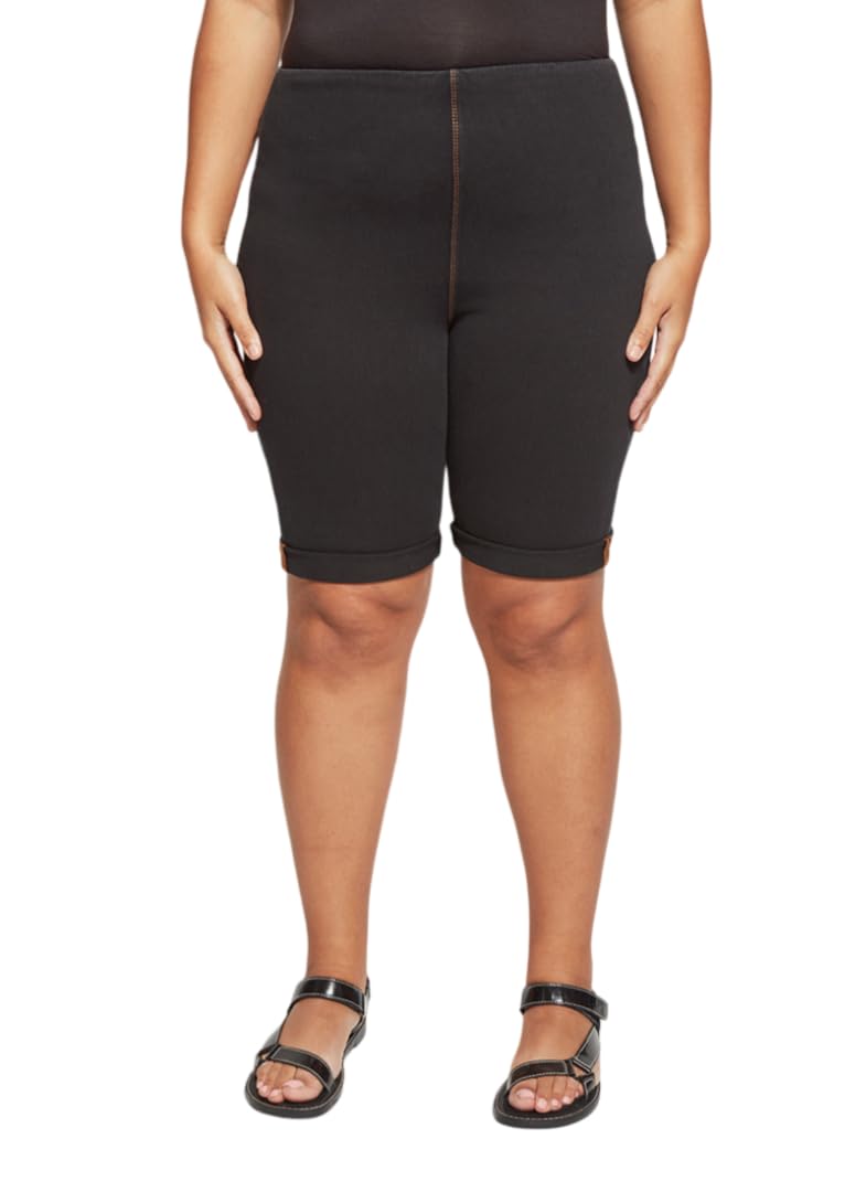 Lyssé Plus Size Boyfriend Jean Shorts for Women – Comfortable 4-Way Stretch Denim Shorts in Midtown Black (Size 2X) – Perfect for Casual Outings, Beach Trips, and Summer Fashion