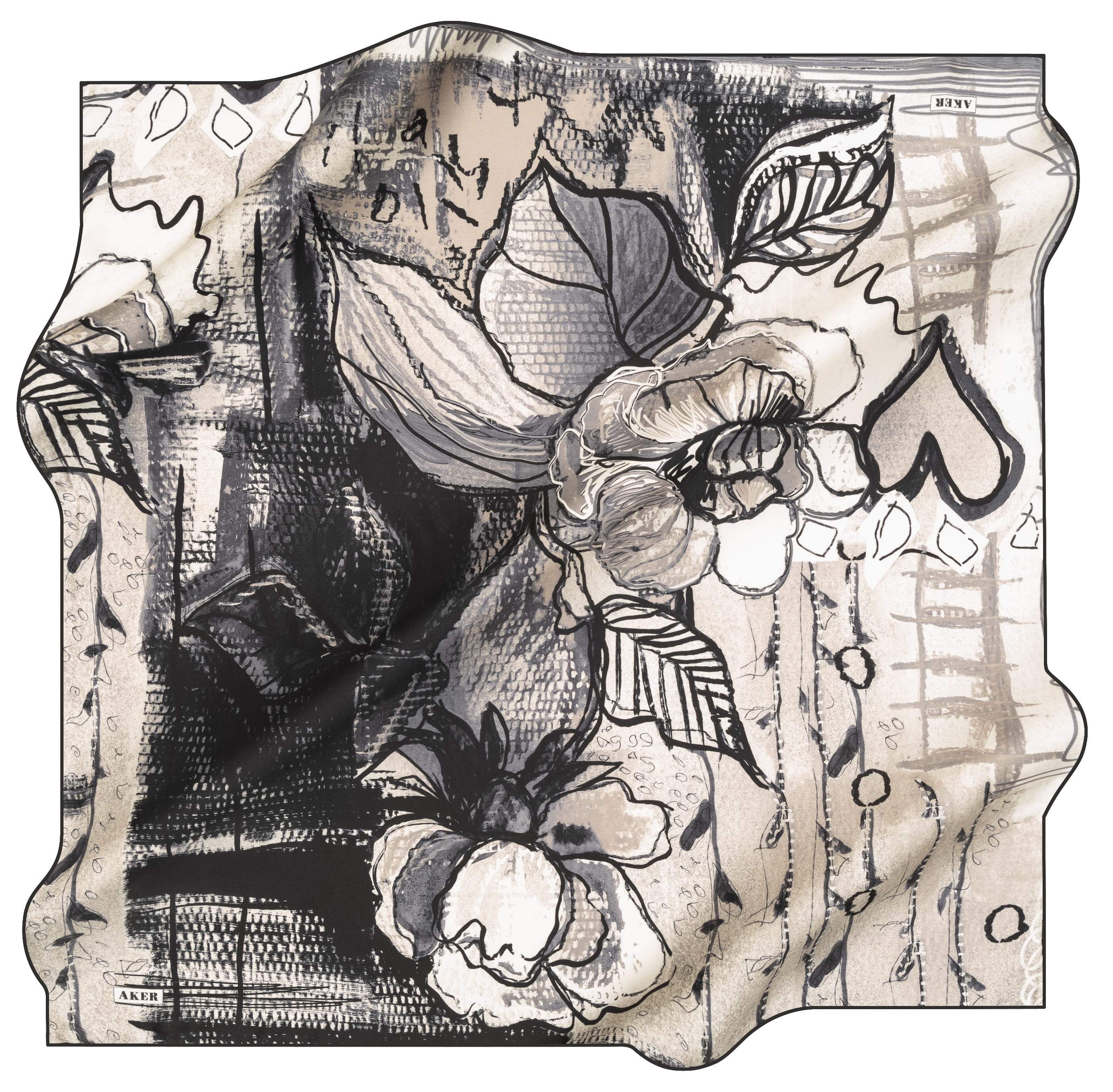 Aker Desire Silk Twill Scarf No. 11 - Luxury Womens Fashion Accessory for Office, Travel & Special Occasions