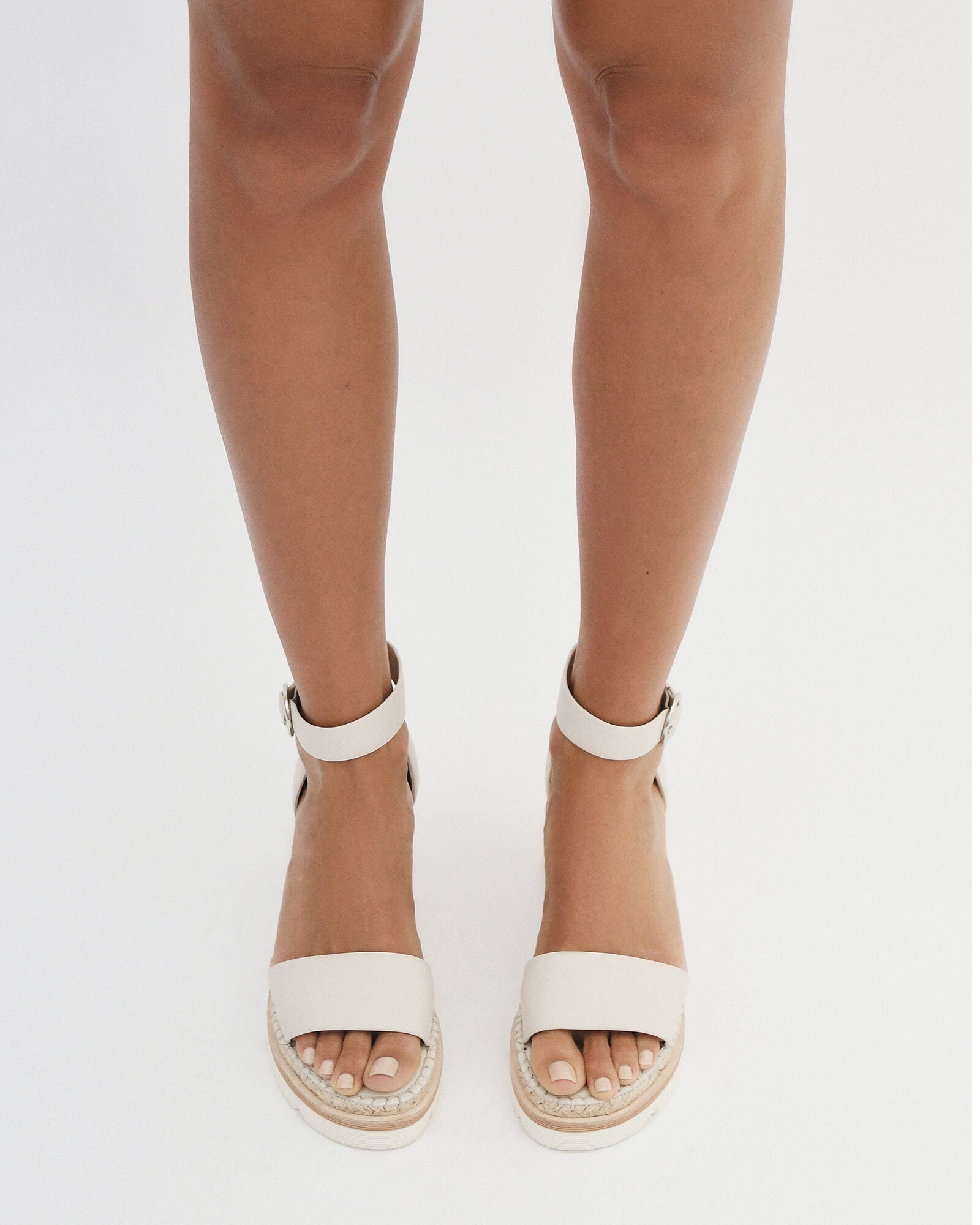 Kelly Women's Mid Heel Leather Wedge Sandals - Comfortable Bone Color Casual Shoes for Summer Outfits, Beach Vacations & Office Wear