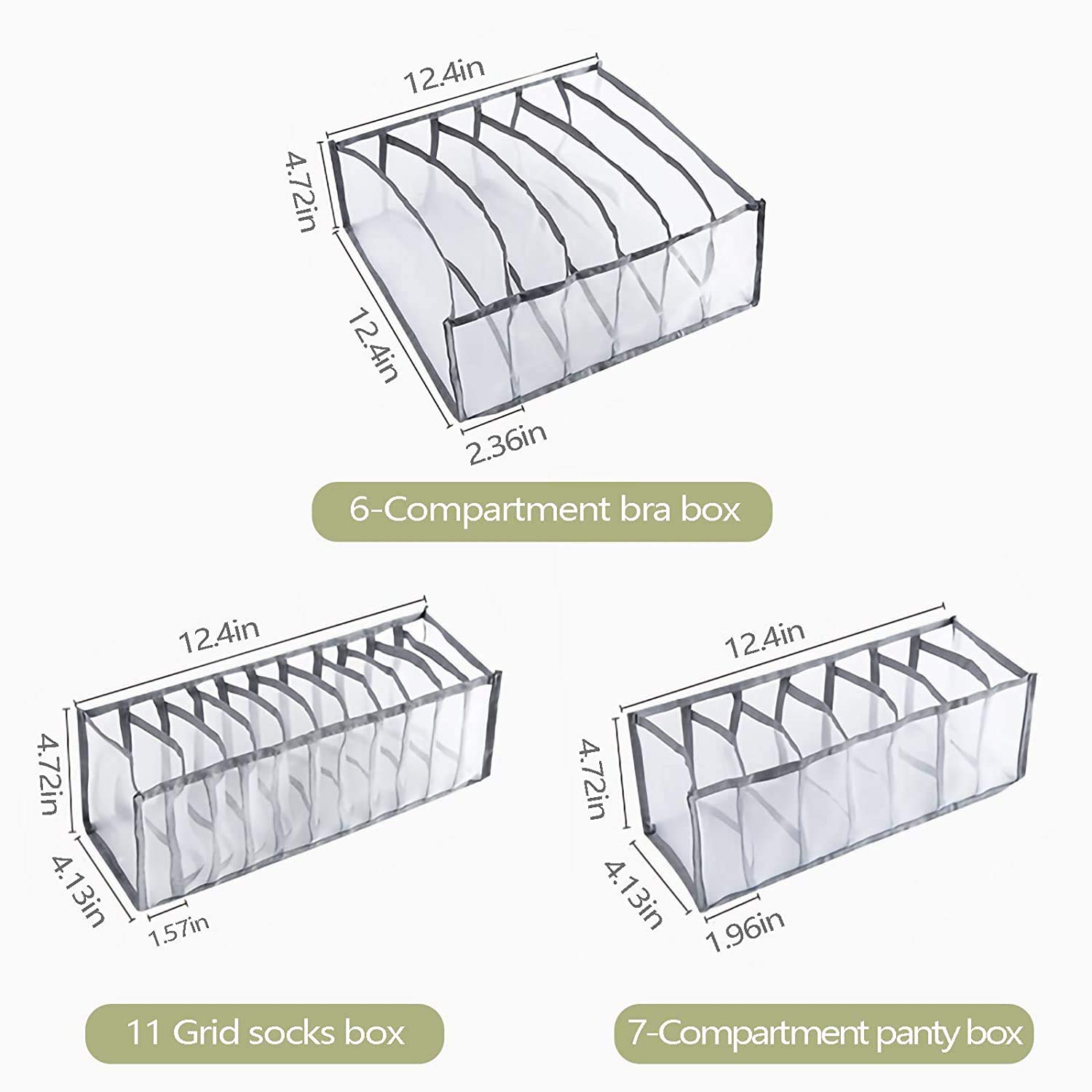3-Pack Thick Underwear Drawer Organizers - Foldable Bra, Sock & Underwear Storage Box Dividers for Closet Organization (White) | Perfect for Bedroom, Dresser & Travel Storage Solutions