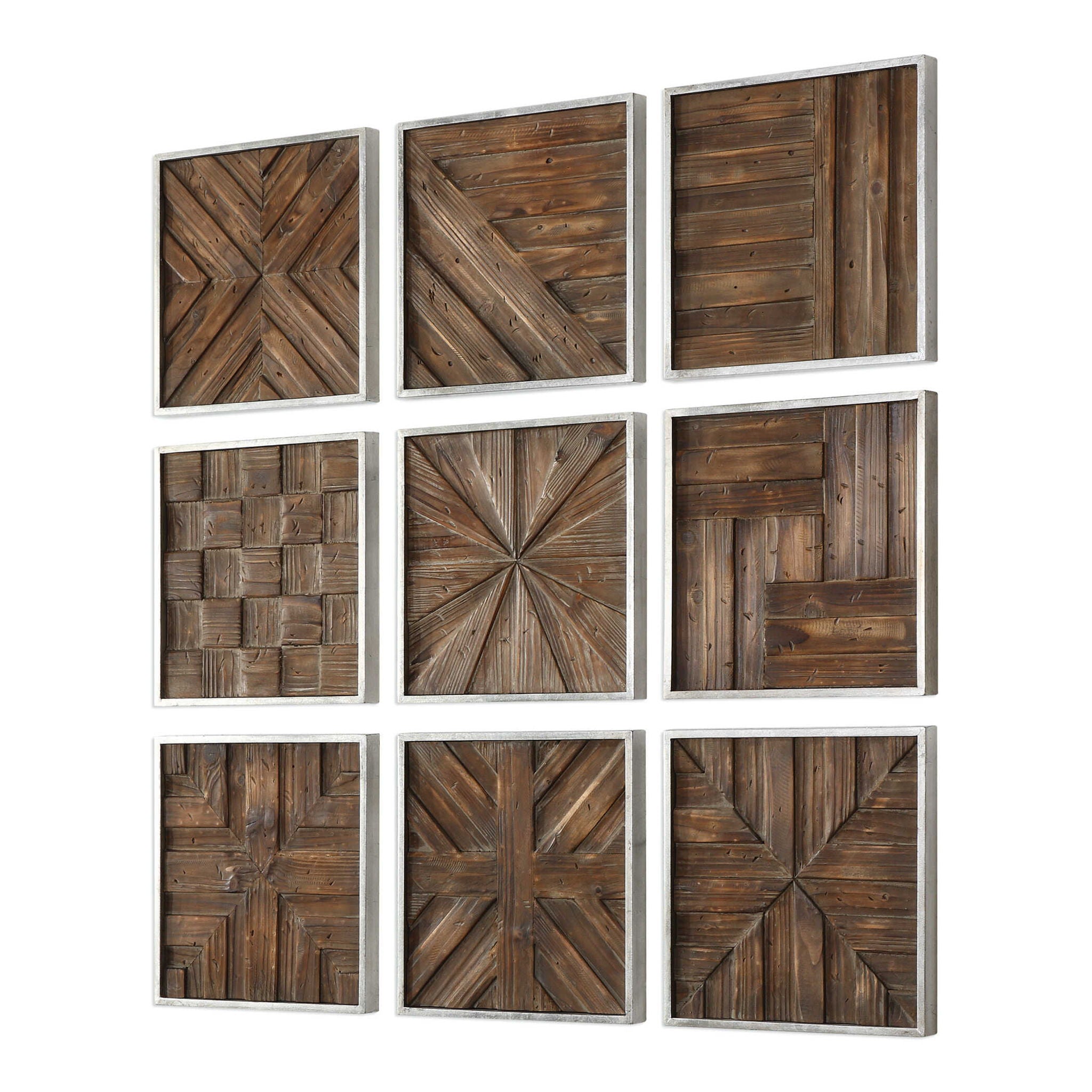 Bryndle Rustic Wooden Squares (Set of 9) - Dark Brown Wooden Tiles for Home Decor, Wall Art, and DIY Craft Projects