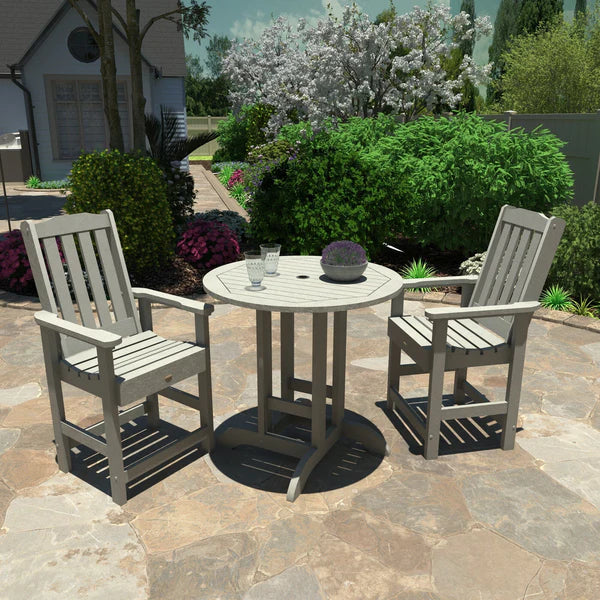Lehigh 3-Piece Round Counter Height Outdoor Patio Dining Set with Weather-Resistant Chairs - Perfect for Backyard, Garden, and Poolside Entertaining