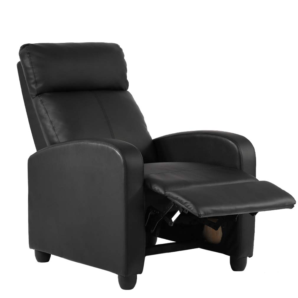 Modern Recliner Chair - Single Wingback Accent Armchair for Living Room, Home Theater & Lounge | Easy Reclining Sofa in Black | Perfect for Relaxing, Movie Nights & Small Spaces