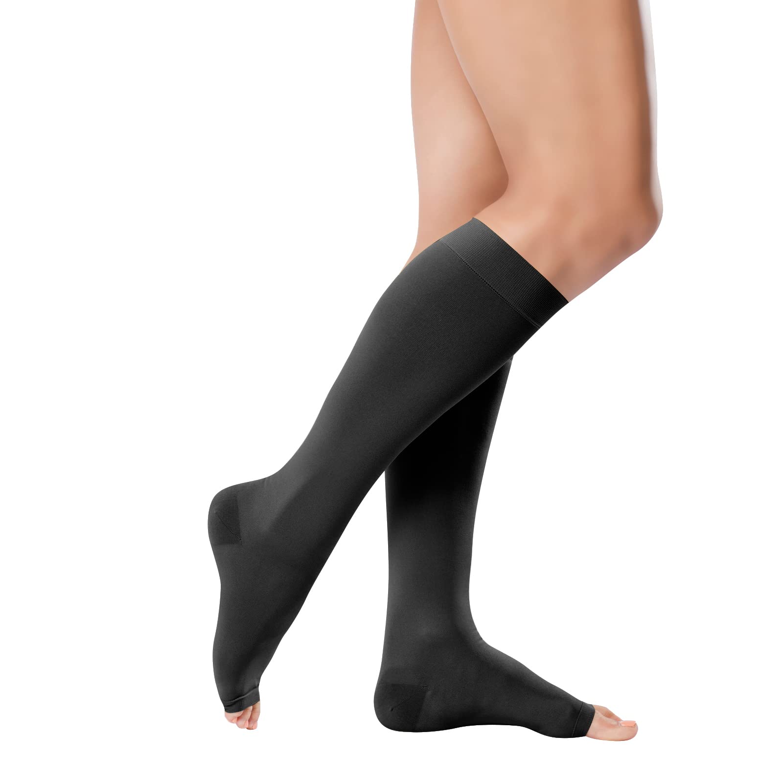 Tonus 18-21 mmHg Knee High Open Toe Medical Compression Socks - Moderate Class I Support for Varicose Veins & Circulation - Perfect for Travel, Nursing & Pregnancy