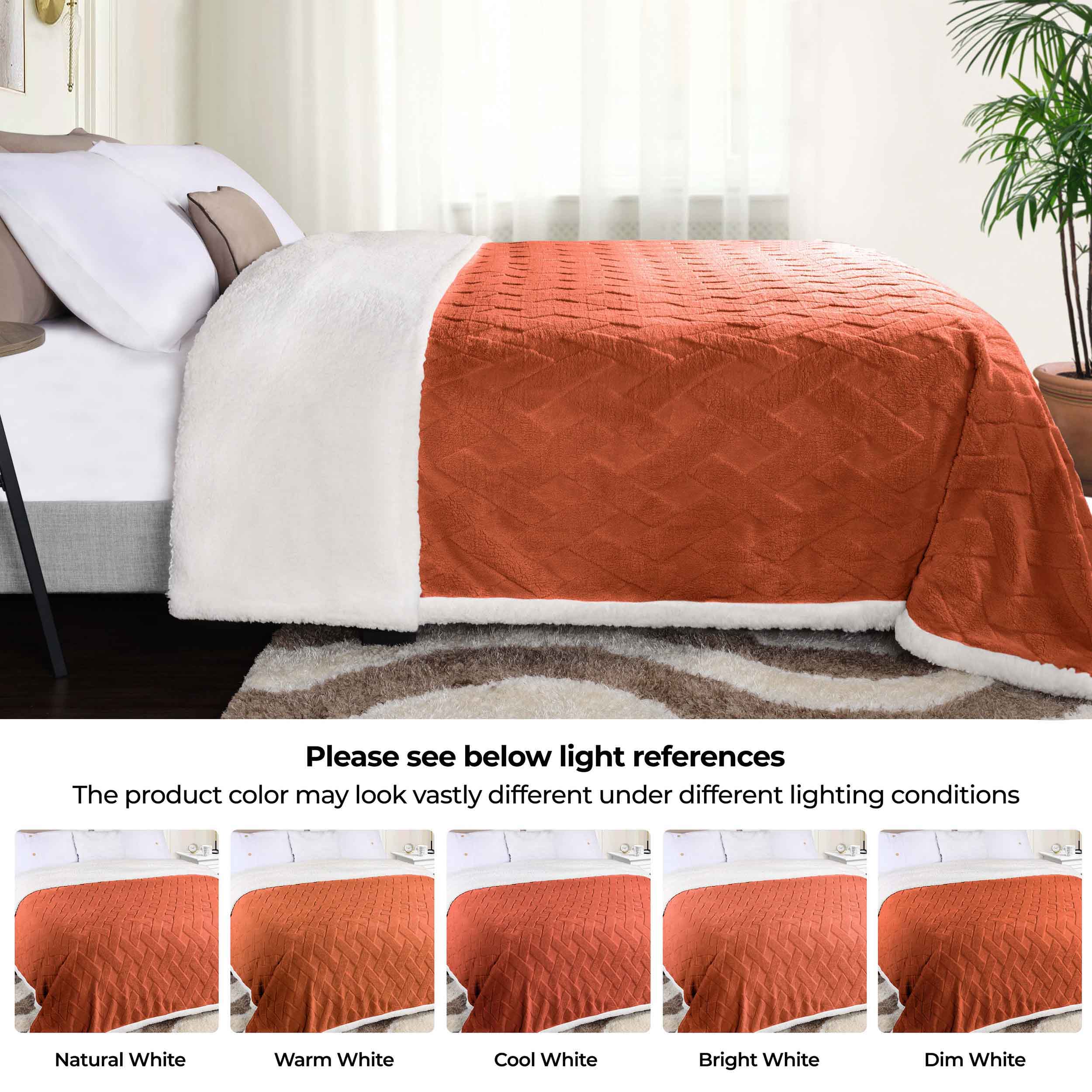 Nuuk Reversible Jacquard Lattice Plush Sherpa Fleece Blanket - Ultra Soft & Warm Winter Throw for Couch, Bed & Travel - Cozy Home Decor Gift for Christmas & Cold Weather