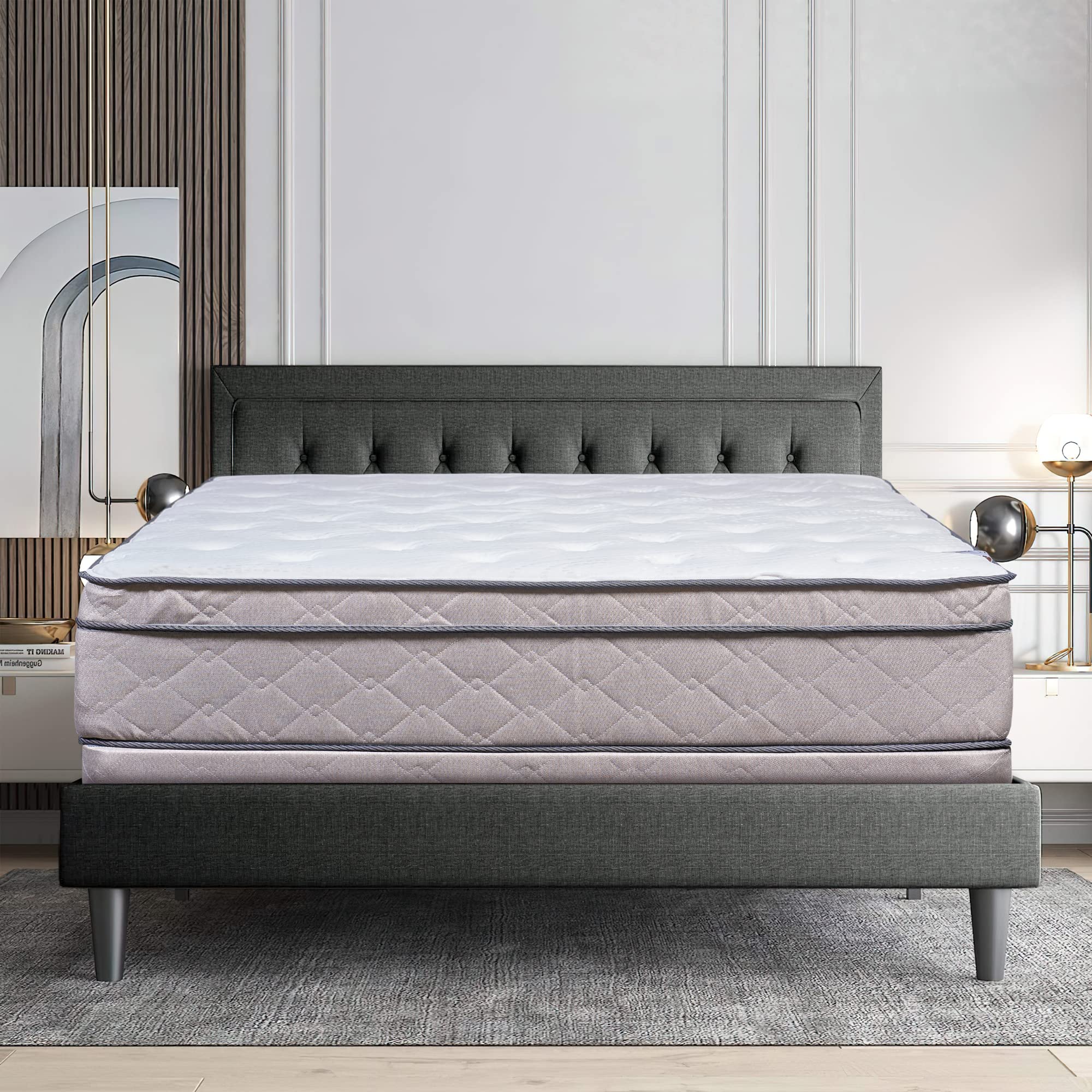 13-Inch Hybrid Eurotop Pillowtop Memory Foam Gel Innerspring Mattress with Soft Foam Encasing & 8