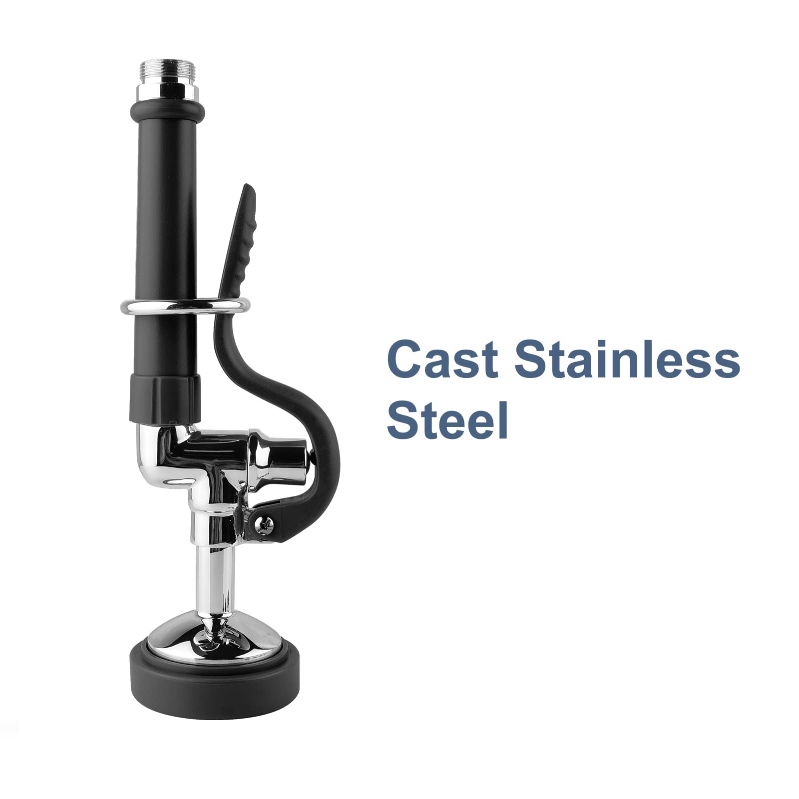 **Commercial Pre-Rinse Sprayer Head - 1.42GPM High Flow Spray Nozzle with Ergonomic Handle, Chrome/Black Finish - Ideal for Restaurant, Bar & Commercial Kitchen Sinks**