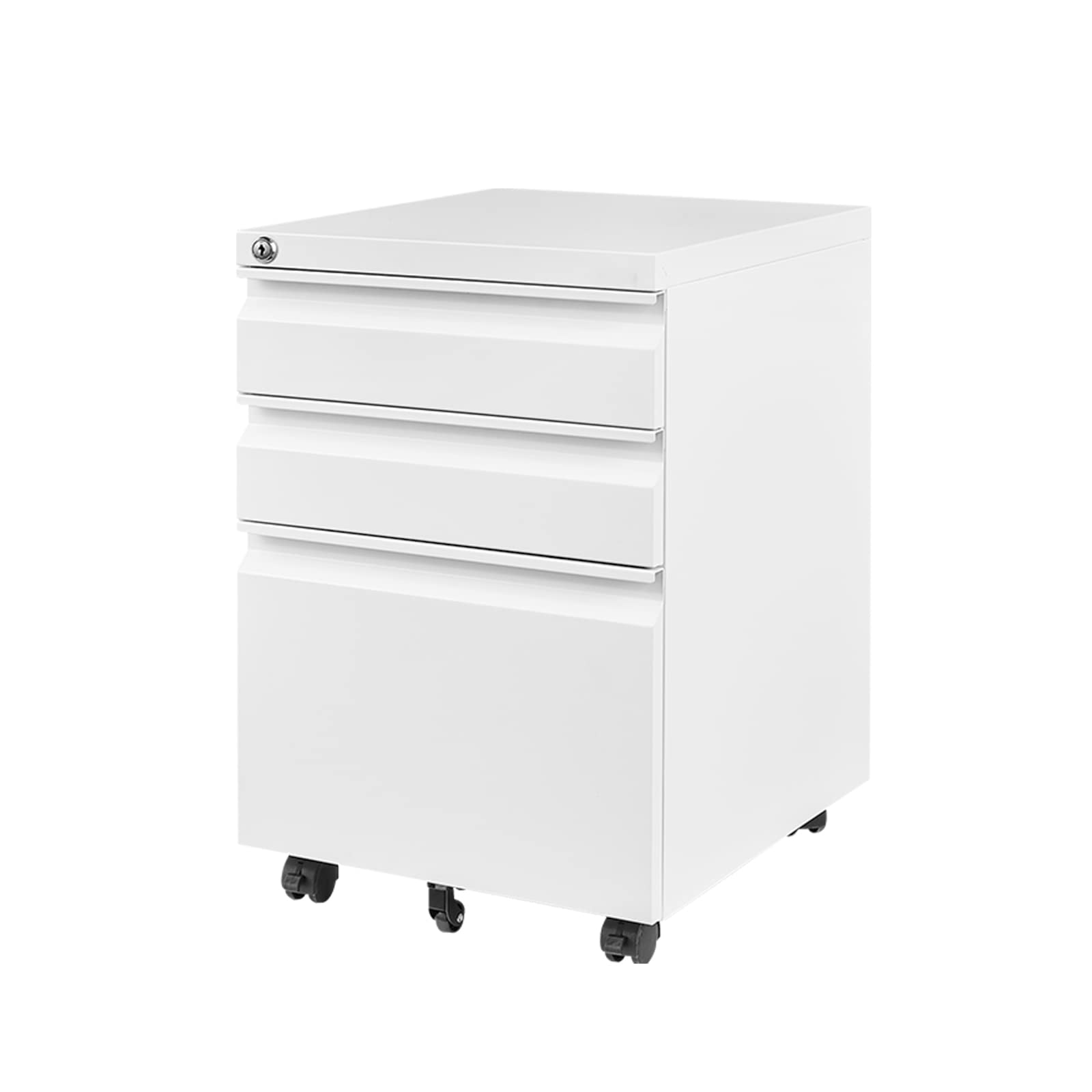 FLEXISPOT 3-Drawer Mobile File Cabinet with Lock Keys - Home Office Under Desk Storage Organizer for Legal/Letter/A4 Files - White | Perfect for Small Spaces & Office Organization
