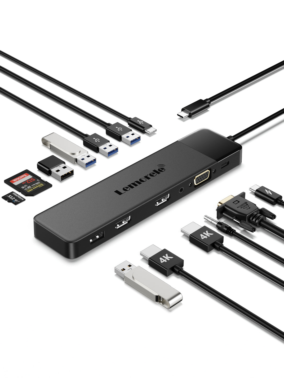 LEMORELE™ TC200 USB C 3-in-1 Docking Station with HDMI, USB 3.0 & PD Charging - Perfect for MacBook, Windows Laptops & Tablets - Home Office & Travel Essential