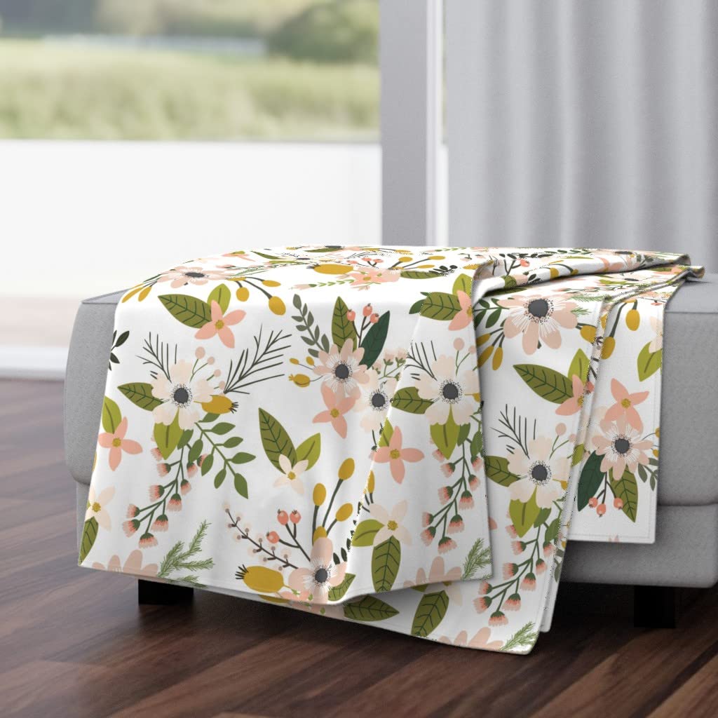 Soft Plush Minky Throw Blanket 50x70 Inches - Bohemian Floral Print with Botanical Garden Design for Nursery, Bedroom & Living Room | Cozy Gift for Women & Home Decor