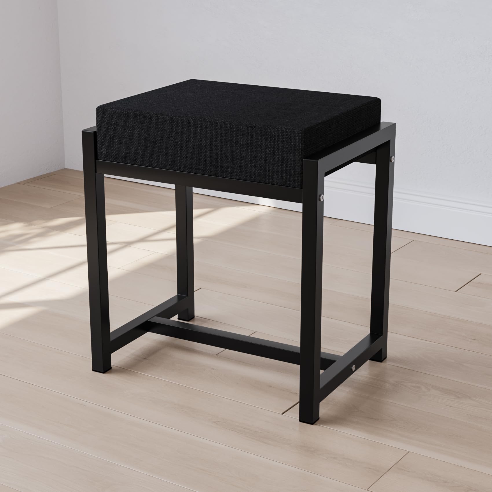 Semiocthome Makeup Vanity Desk with Mirror and LED Lights, Vanity Table with Shelves, 2 Drawers & Sturdy Metal Frame, 3 Lighting Modes & Adjustable Brightness - Dressing Table with Chair for Bedroom, Bathroom & Dorm Room (Black)