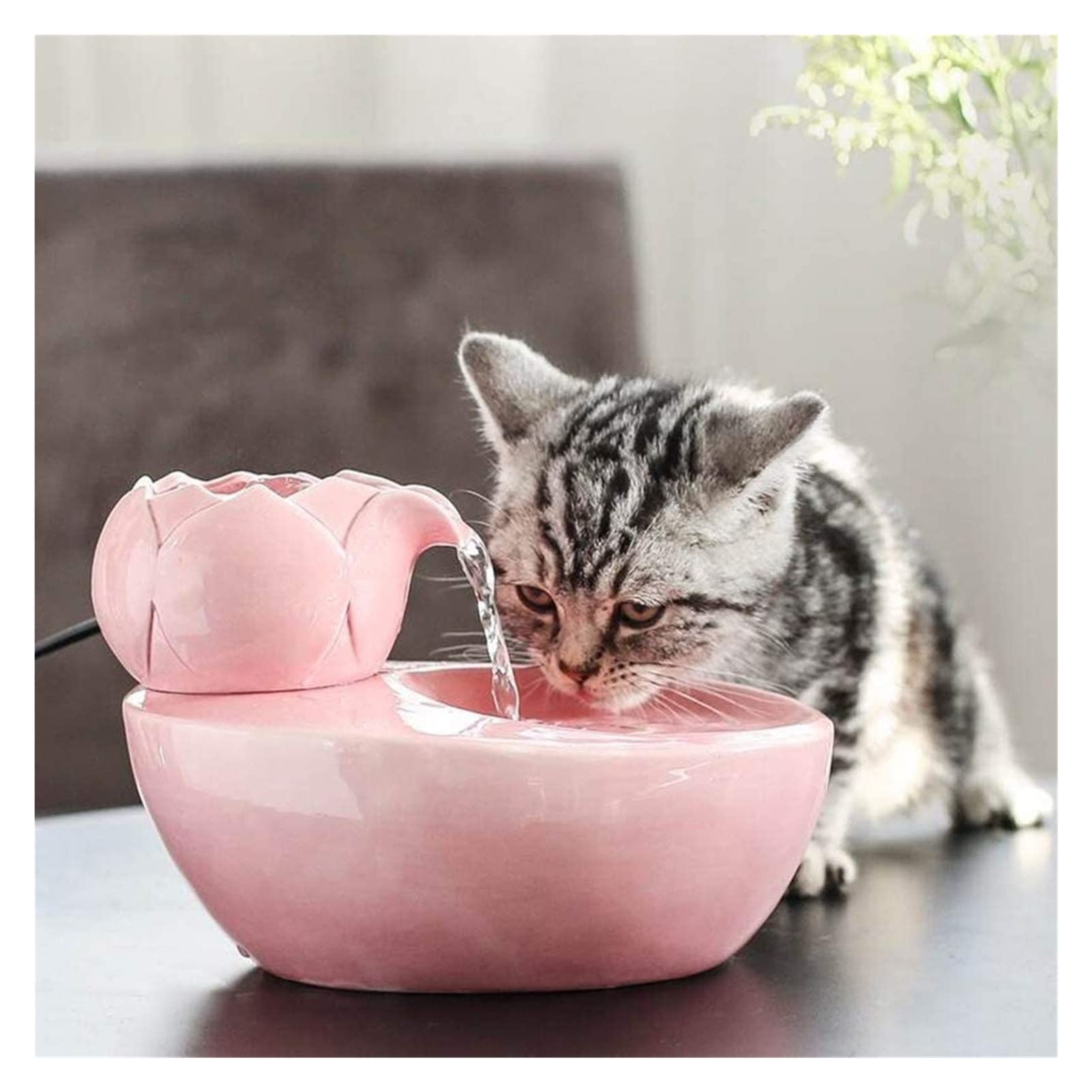 Ceramic Pet Water Dispenser & Heater - Silent Automatic Cat Fountain for Small to Medium Pets - Perfect for Home, Office, and Travel Use