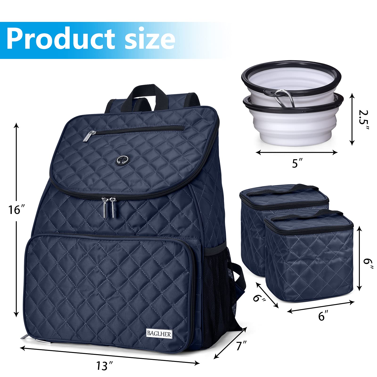 BAGLHER Airline Approved Dog Travel Backpack - Pet Carrier with 2 Collapsible Bowls & Food Containers for Small Medium Dogs - Perfect for Air Travel, Hiking, and Outdoor Adventures