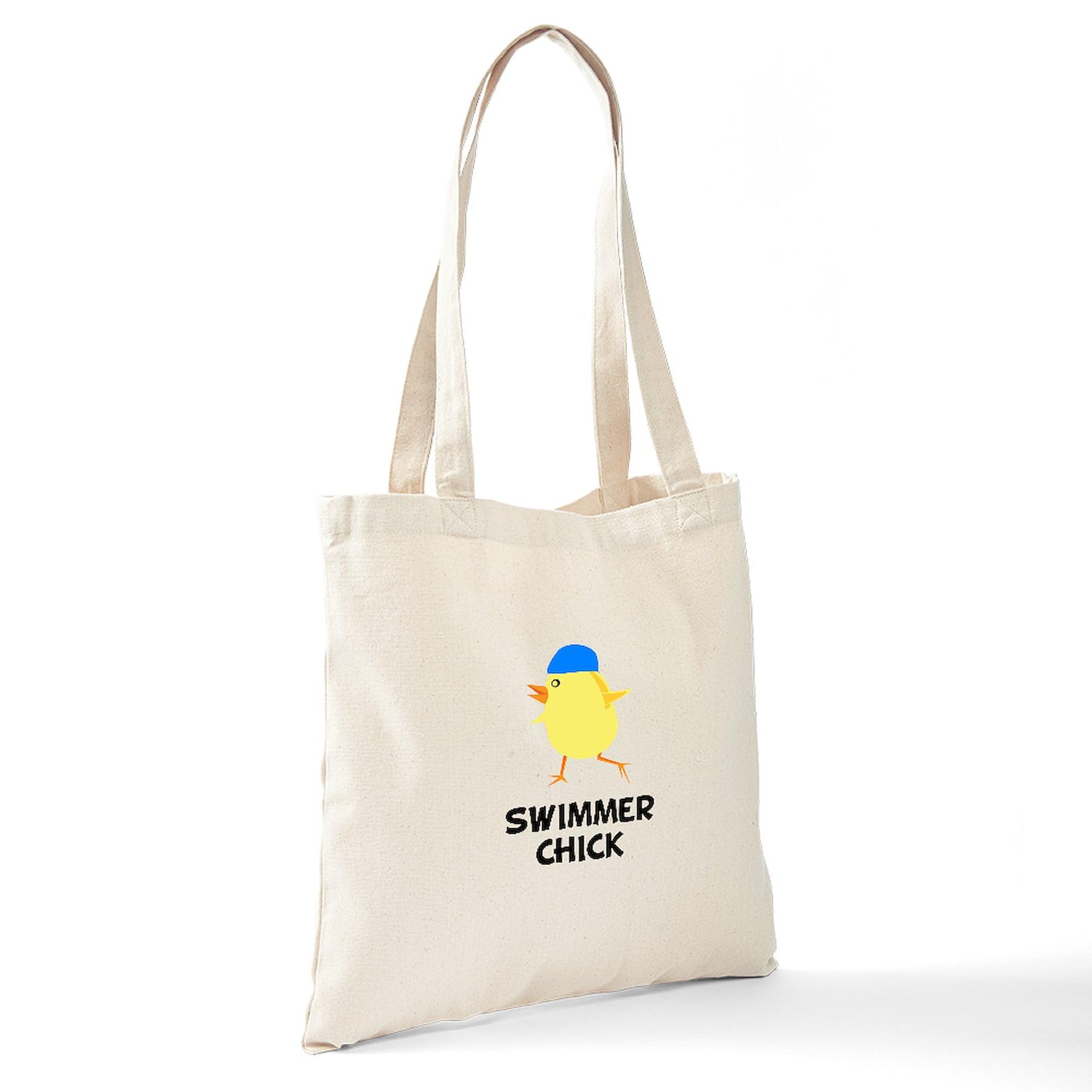 Swimmer Chick Tote Bag - Natural Canvas Reusable Shopping Bag for Women | Beach, Pool & Gym Essentials | Eco-Friendly Grocery Tote