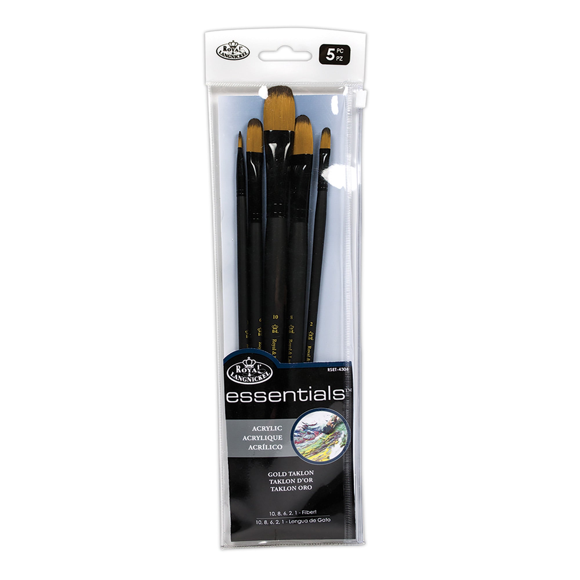 5 Pack Essentials Filbert Paint Brushes - Professional Artist Brushes for Oil, Acrylic & Watercolor Painting - Perfect for Canvas, Wood & DIY Art Projects