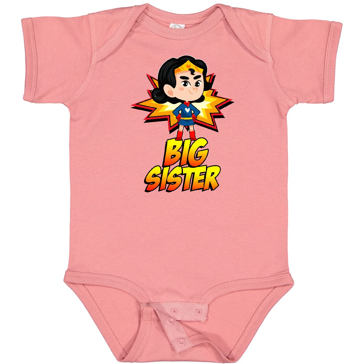 Inktastic Big Sister Superhero Baby Bodysuit - Cute Cotton Onesie for Newborns & Infants - Perfect Sibling Gift for Big Sisters - Baby Shower, Birthday & Family Photos