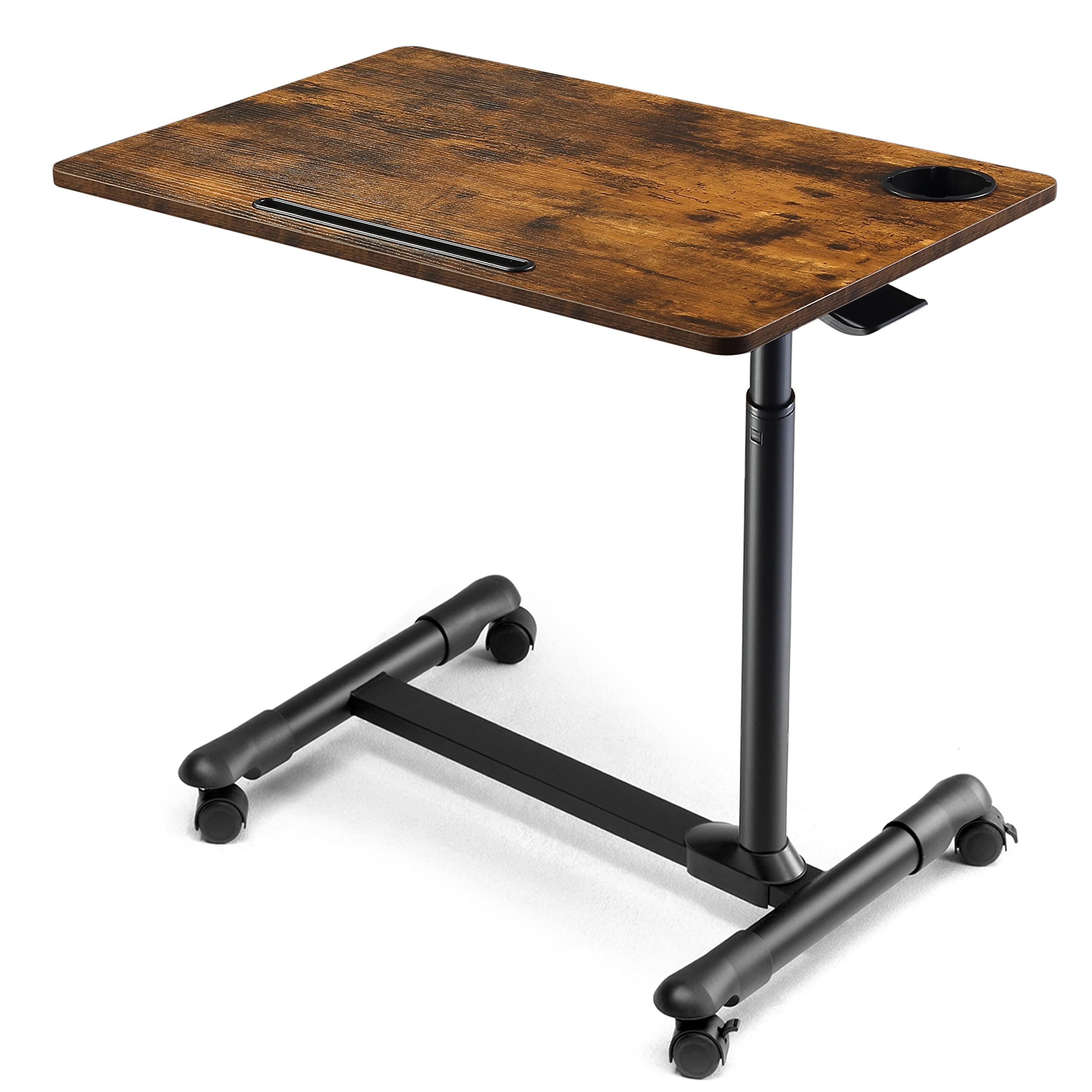 ETHU Adjustable Overbed Table with Wheels - Rolling Hospital Bedside Table for Laptop, Meals & Medical Use - Portable Tray Table for Home, Nursing & Patient Care