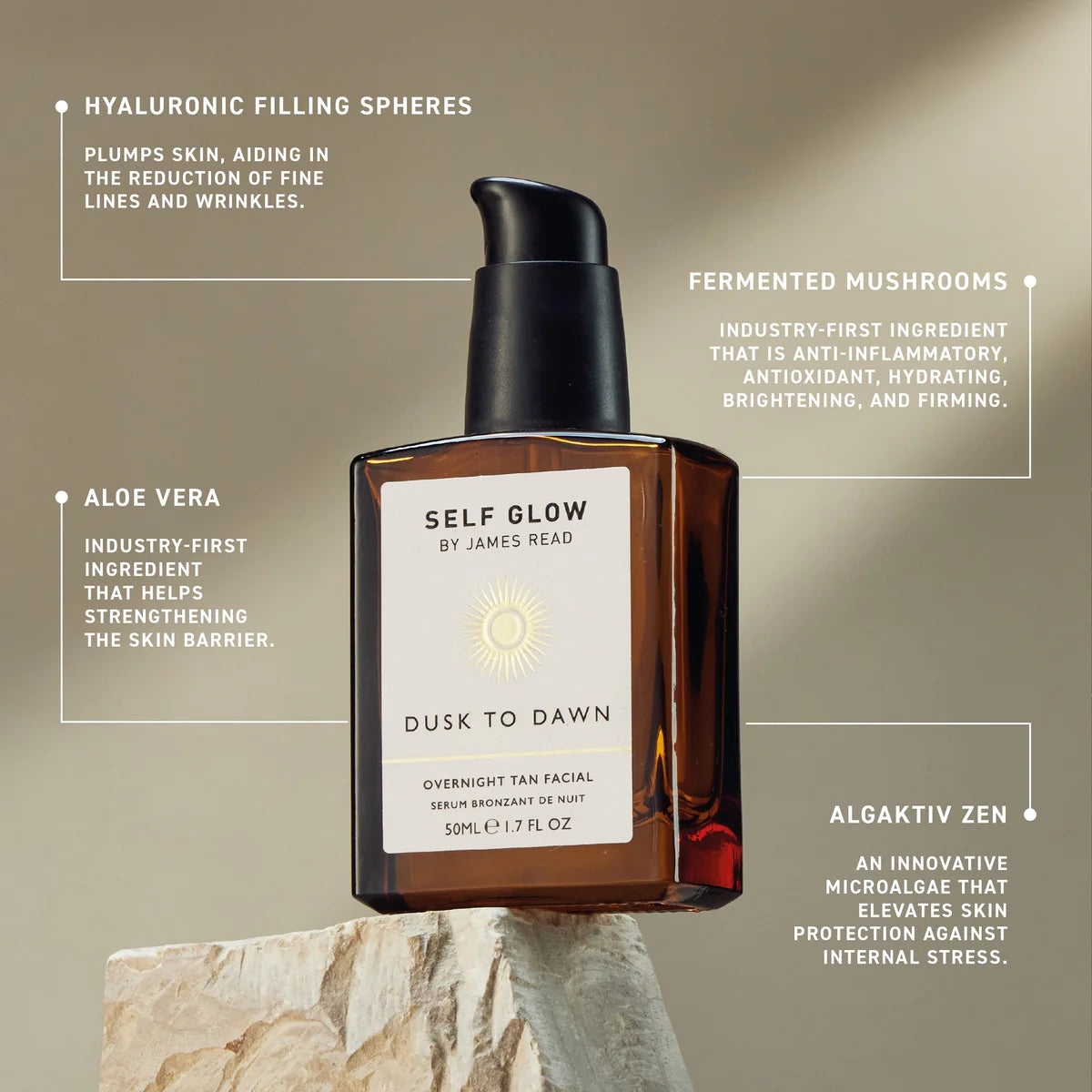 James Read Dusk to Dawn Overnight Tan Facial 50ml - Self Tanning Face Serum for Natural Glow | Overnight Tanning Treatment for Face | Perfect for Nighttime Skincare Routine & Pre-Event Prep