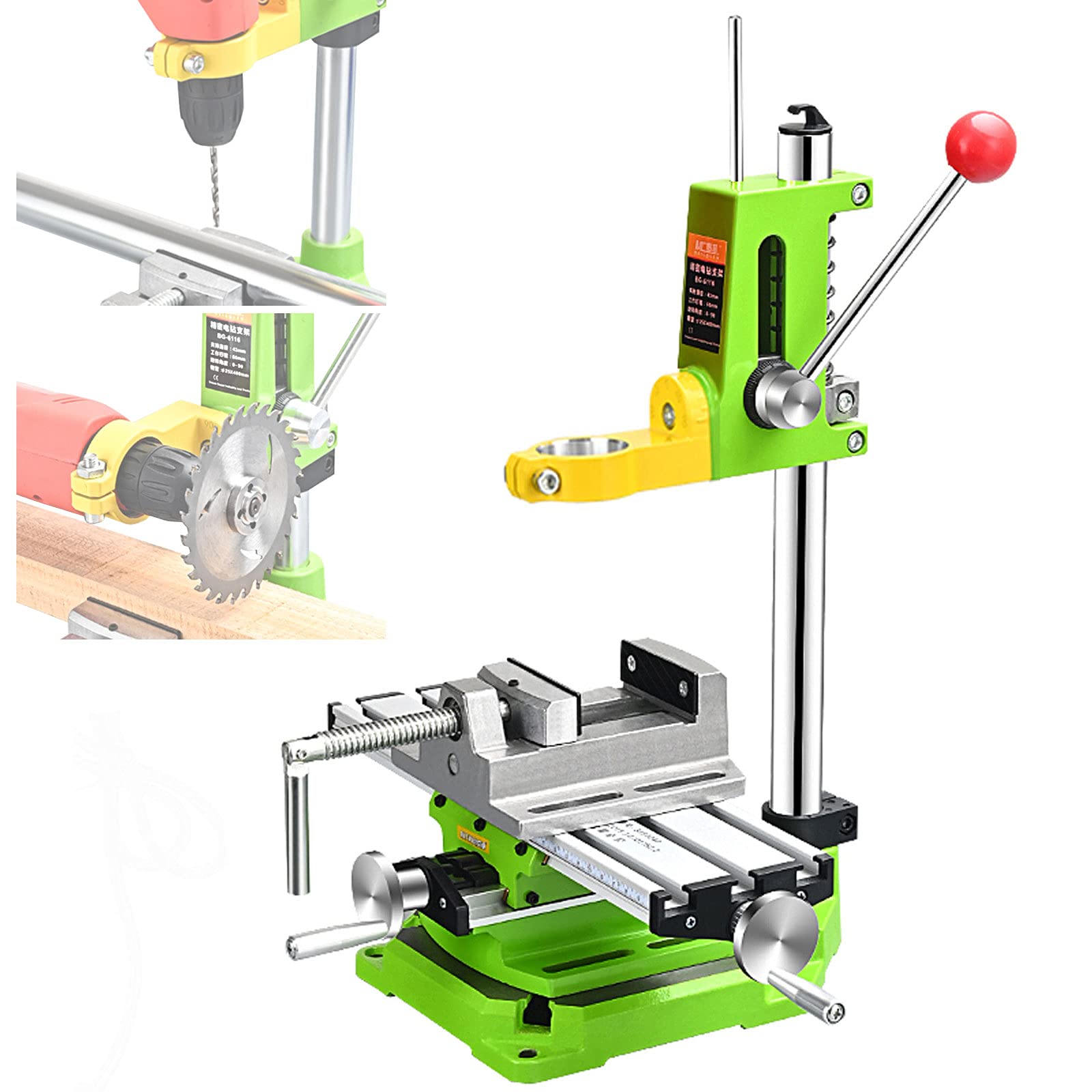 **Heavy Duty Drill Press Stand with Vise & Workbench - Benchtop Pillar Drill Stand with Rotating Jaw for Clamping Electric Drills - Perfect for Woodworking, Metal Drilling & DIY Projects**