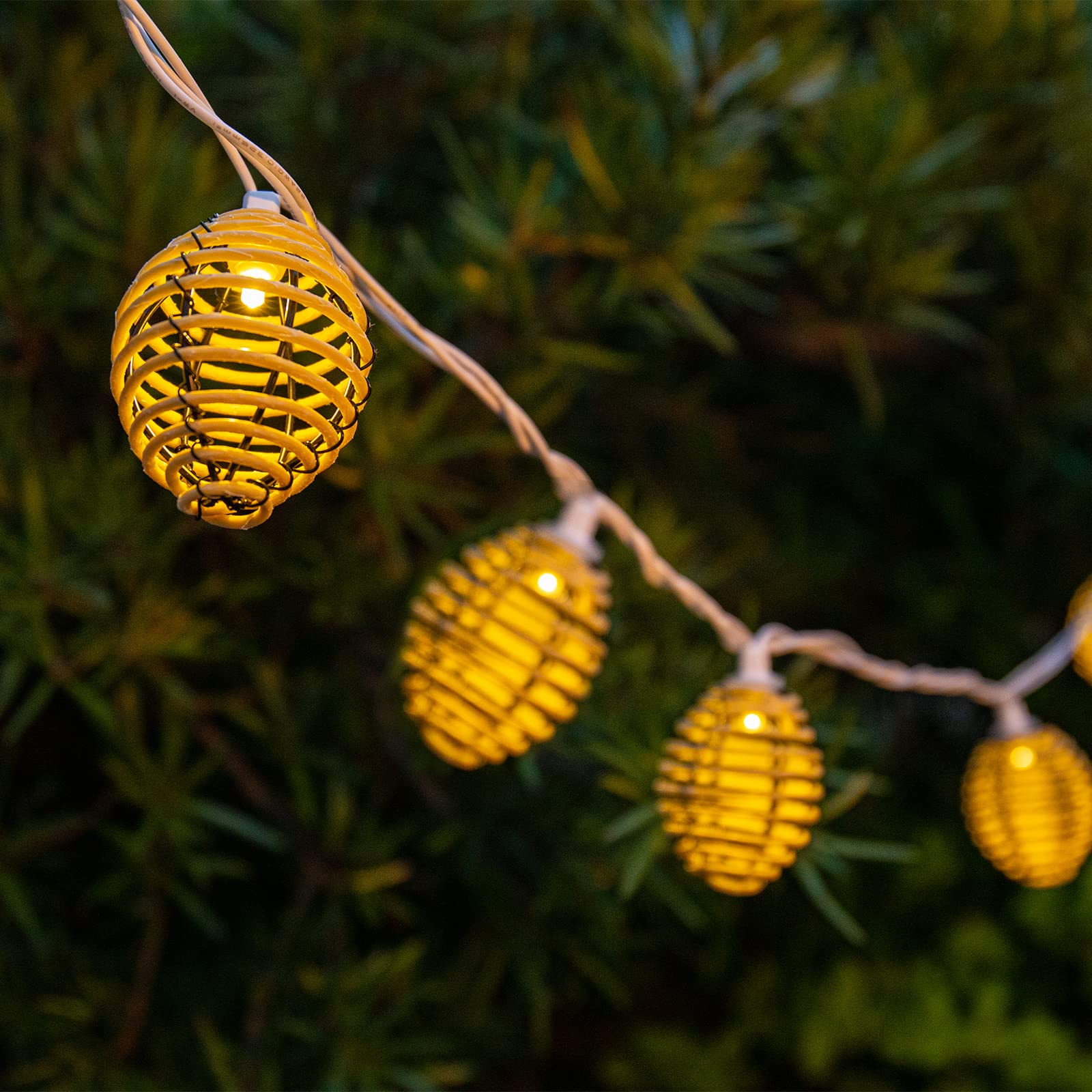 Vigdur Rattan Ball String Lights - 10 LED Bulbs Plug-in Decorative Lighting for Indoor/Outdoor, Balcony, Patio, Garden, Wedding & Bedroom Decor | Perfect for Romantic Ambiance, Party Decorations and Cozy Home Lighting