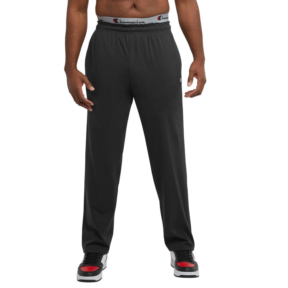 Champion Men's Lightweight Open-Hem Lounge Pants - Soft Jersey Fabric for Comfort (Regular & Big & Tall Sizes) - Perfect for Home, Gym, and Casual Wear