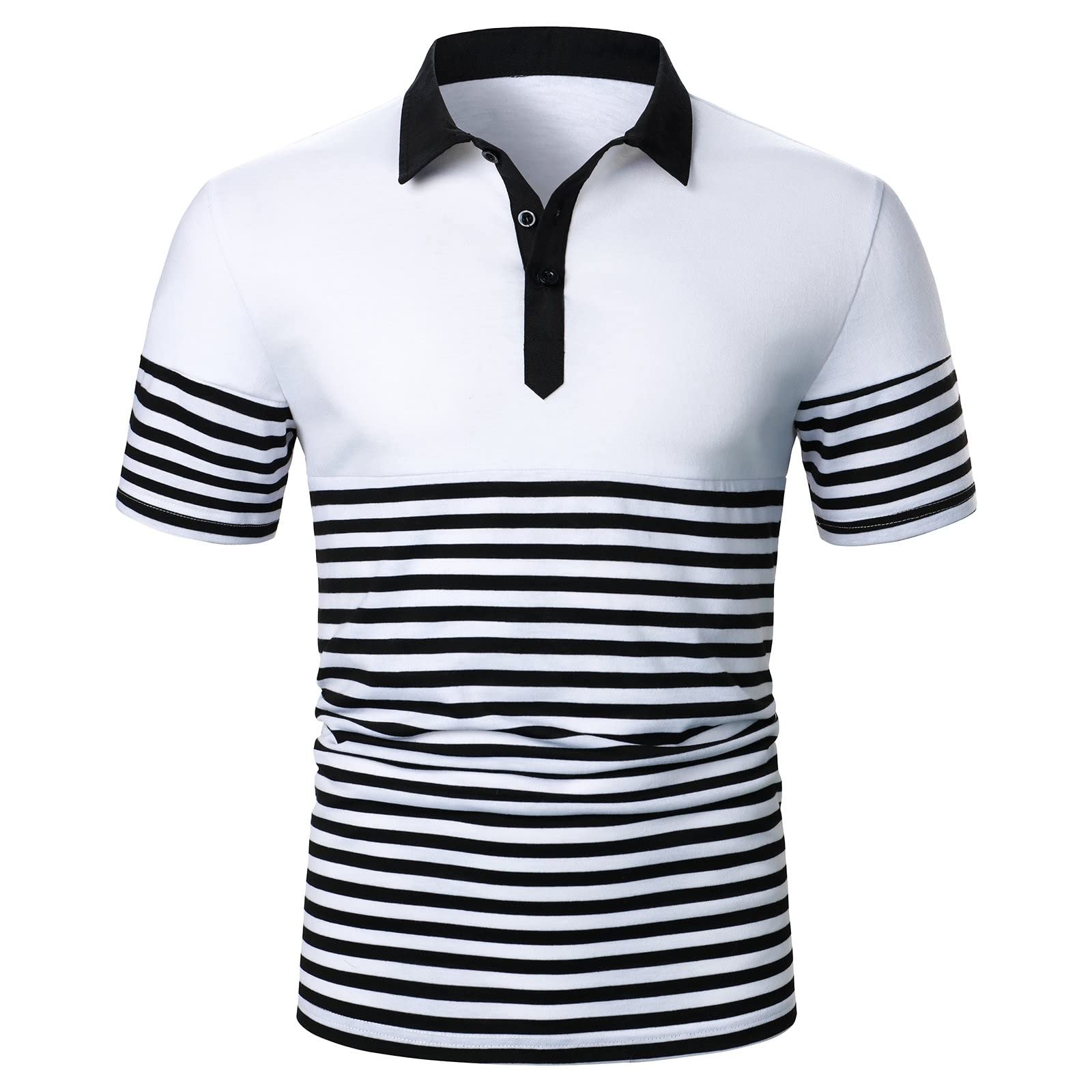 MYNKYLL Men's Regular Fit Preppy Collared Shirt - Black Casual Work & Outdoor Sports Golf Tennis Polo T-Shirt for Men | Office, Golfing, Tennis & Everyday Wear