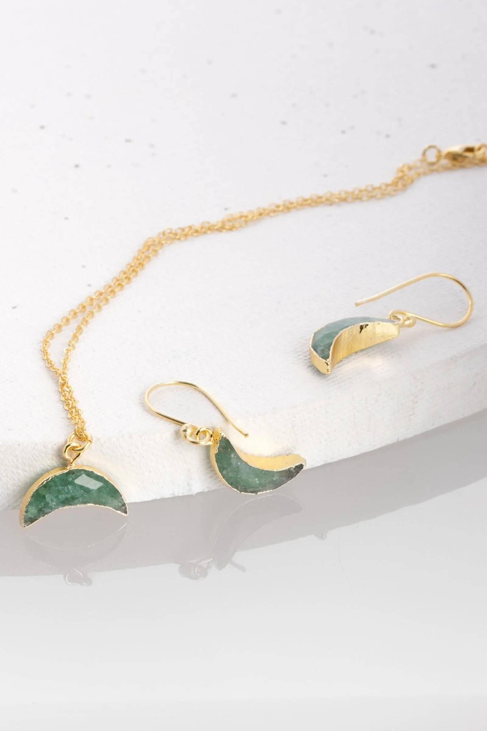 Moon Gemstone Mini Earring and Necklace Set - Sterling Silver Dainty Jewelry for Women | Perfect for Everyday Wear, Date Nights & Special Occasions