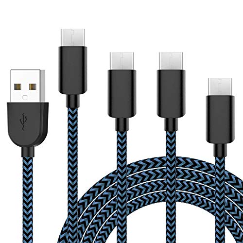 4-Pack USB C Fast Charger 3A with Extra Long Cables (10/6/6/3 FT) - Compatible with Samsung Galaxy S10/S9/Note 9/S8/S9 & LG V40/V20 - Fast Charging Sync Cord for Home, Office & Travel (Black & Blue)