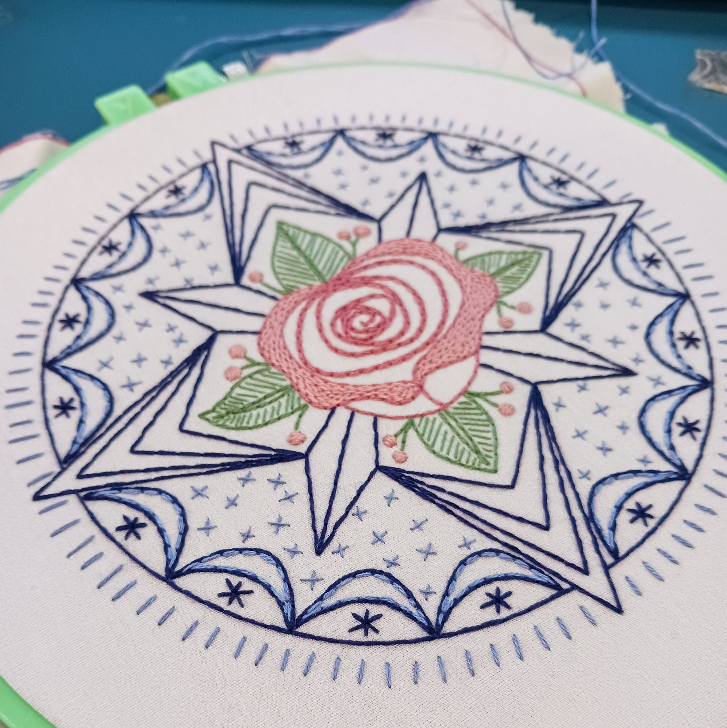 Compass Rose Hand Embroidery Kit for Beginners - DIY Embroidery Set with Hoop, Needles & Thread - Perfect for Home Decor, Gifts & Craft Projects