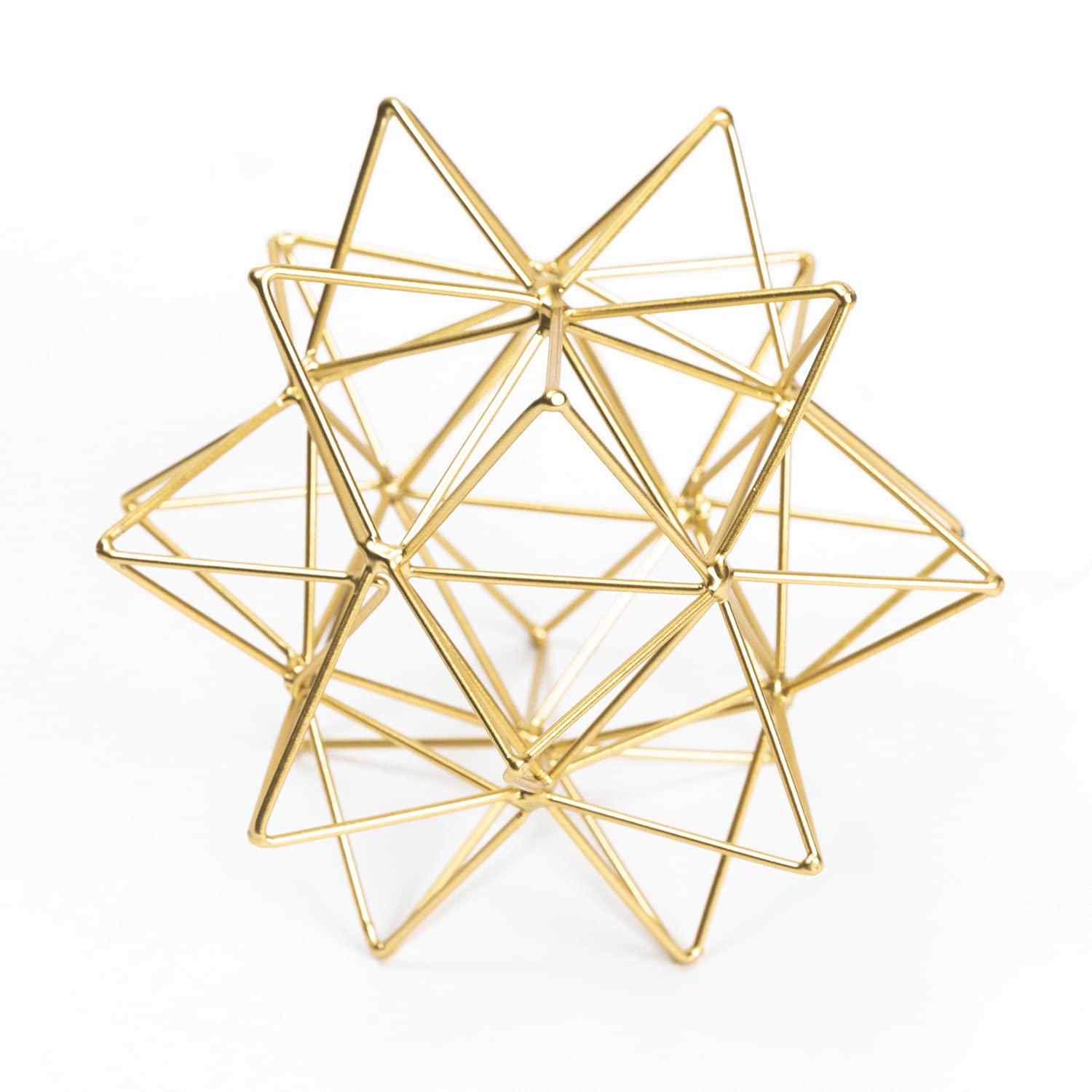 3D Gold Metal Geometric Table Top Sculpture - Abstract Home Decor for Living Room, Office & Bedroom | Modern Art Decorations for Desks, Shelves & Coffee Tables