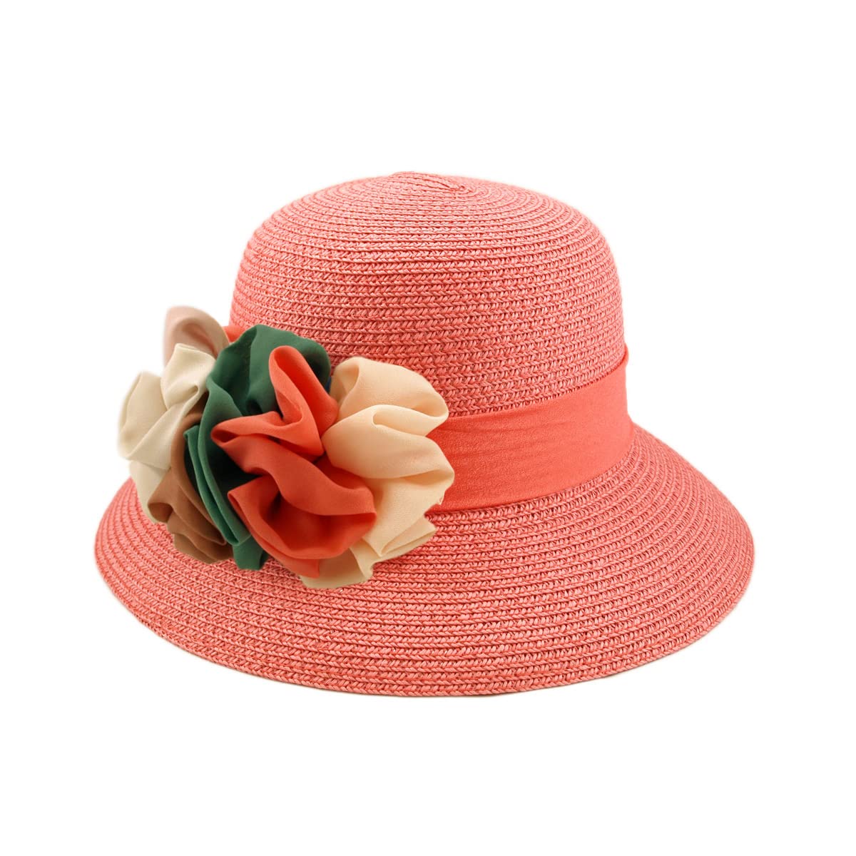 Deluxe Sun Hat with Flower Straw - for Beach & Outdoor