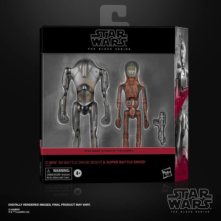 Star Wars The Black Series C-3PO & Super Battle Droid 2-Pack Action Figures (Attack of the Clones) - Premium Collectibles for Display & Role Play