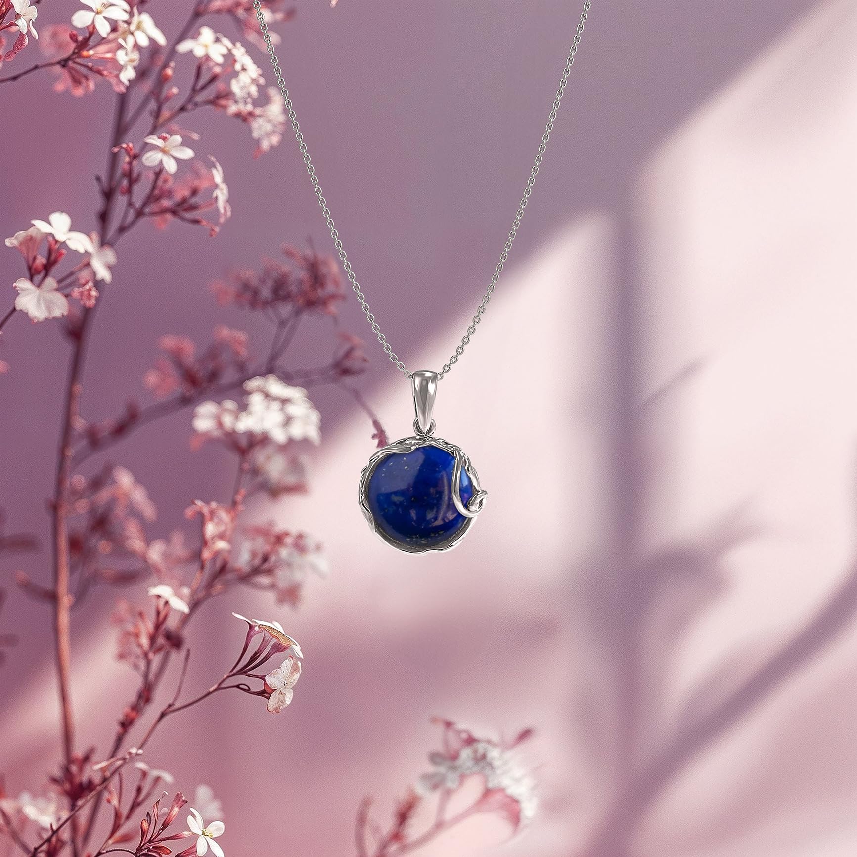 925 Sterling Silver Lapis Lazuli Necklace for Women - December Birthstone Jewelry - Elegant Silver Pendant Necklace - Statement & Everyday Jewelry - Gift for Her - Perfect for Parties, Office & Special Occasions