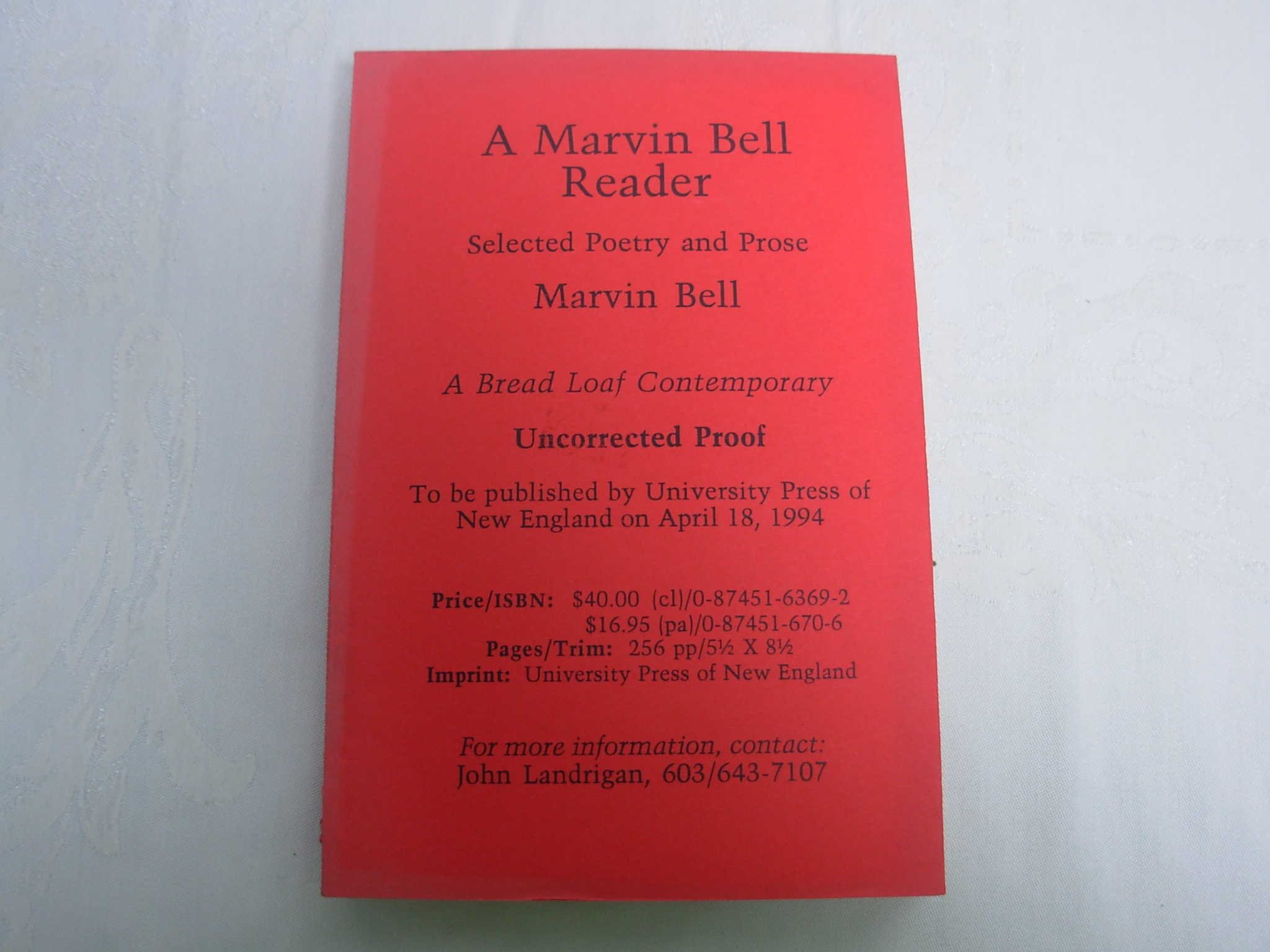 A Marvin Bell Reader: Selected Poetry and Prose - The Bread Loaf Series | Poetry Collection & Literary Analysis | Perfect for Book Clubs & Literature Enthusiasts
