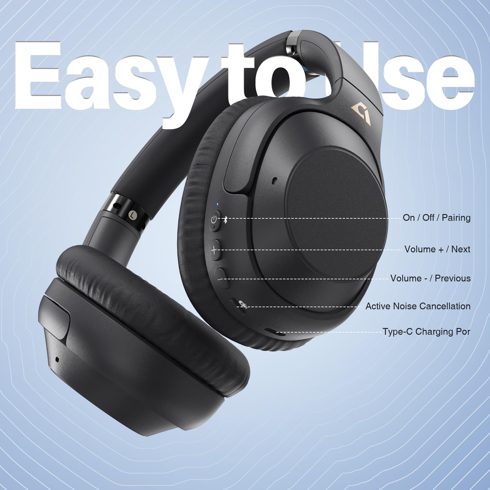 Lavales Bluetooth Over-Ear Headphones with Active Noise Cancelling, 90H Playtime Wireless Headphones with Built-in Mic - Perfect for Airplane Travel, Home Office, Android Devices & Commuting