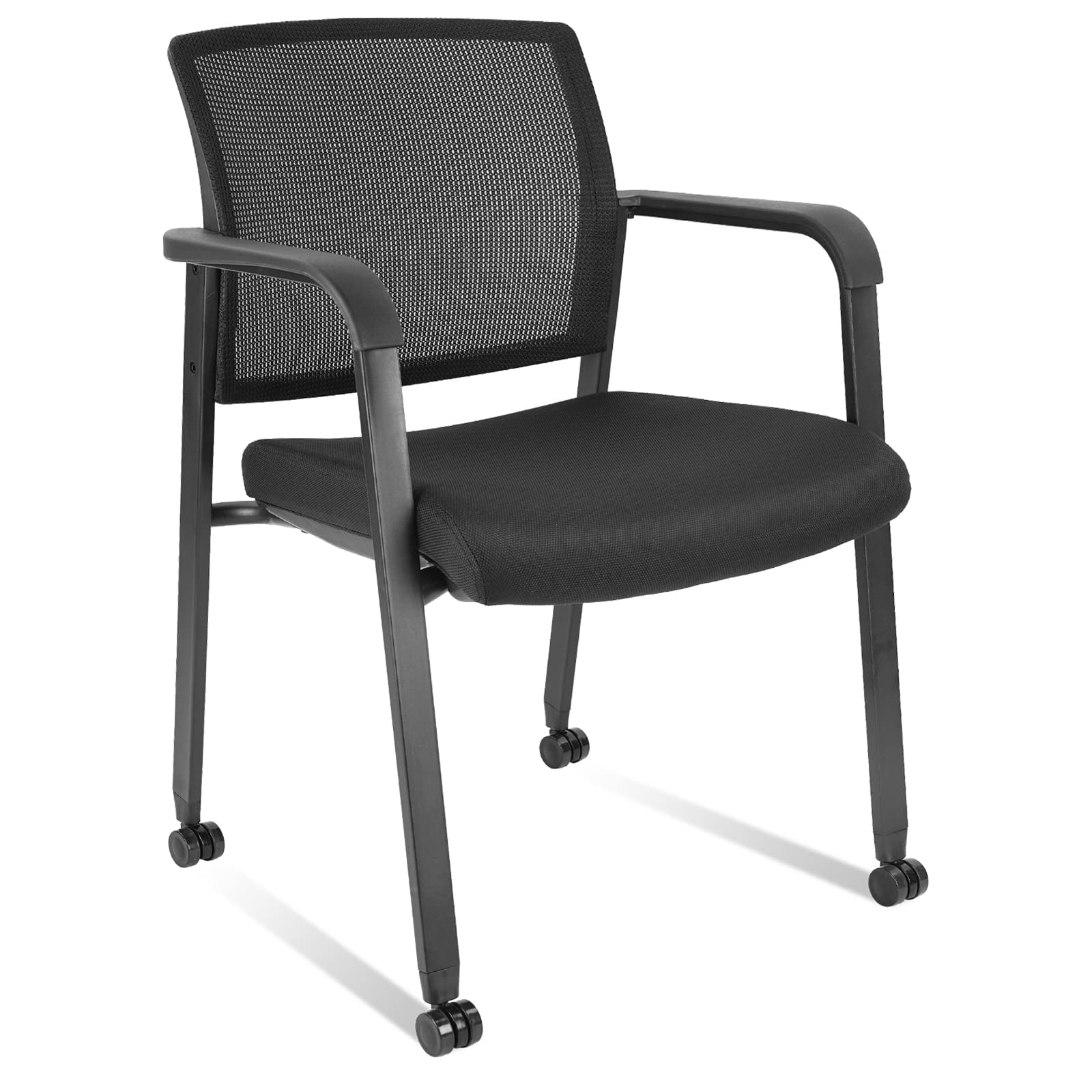 CLATINA Ergonomic Mesh Conference Room Chair with Wheels & Paddle - Adjustable Office Chair for Meetings, Training, Reception & Home Office - Black Folding Desk Chair (1 Pack) - Perfect for Corporate Offices, Conference Rooms & Home Workspaces