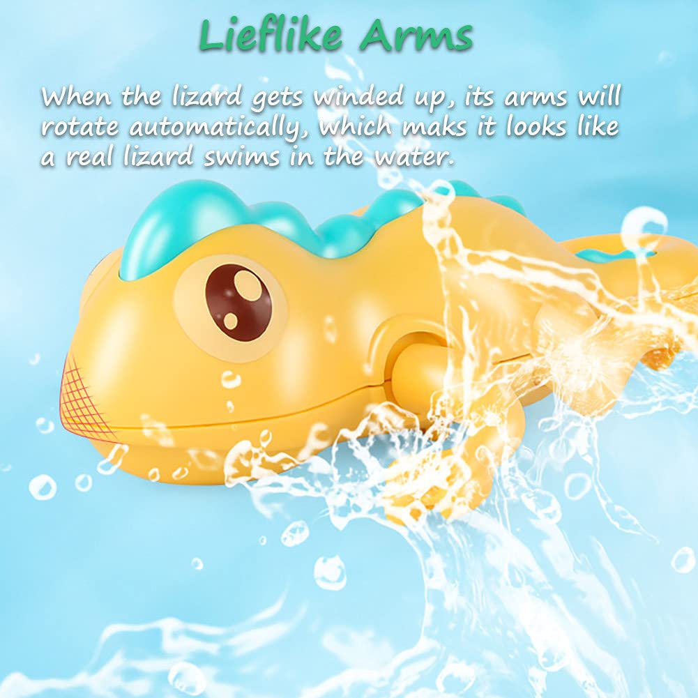 Wind-Up Lizard Bath Toy for Kids - Swimming Clockwork Water Toy, Fun Bathtub Companion for Toddlers (Yellow) | Perfect for Bath Time Play, Pool Parties & Sensory Development
