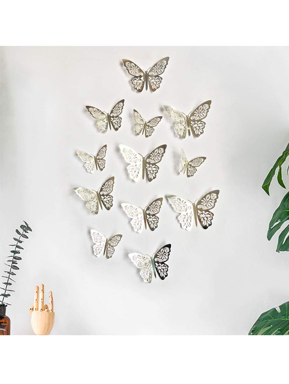 3D Metallic Butterfly Wall Decal Stickers - DIY Flying Decor for Kids Bedroom, Nursery, Home Party & Office Wall Art (Silver) | Perfect for Nursery Decor, Classroom Decorations & Home Interior Design
