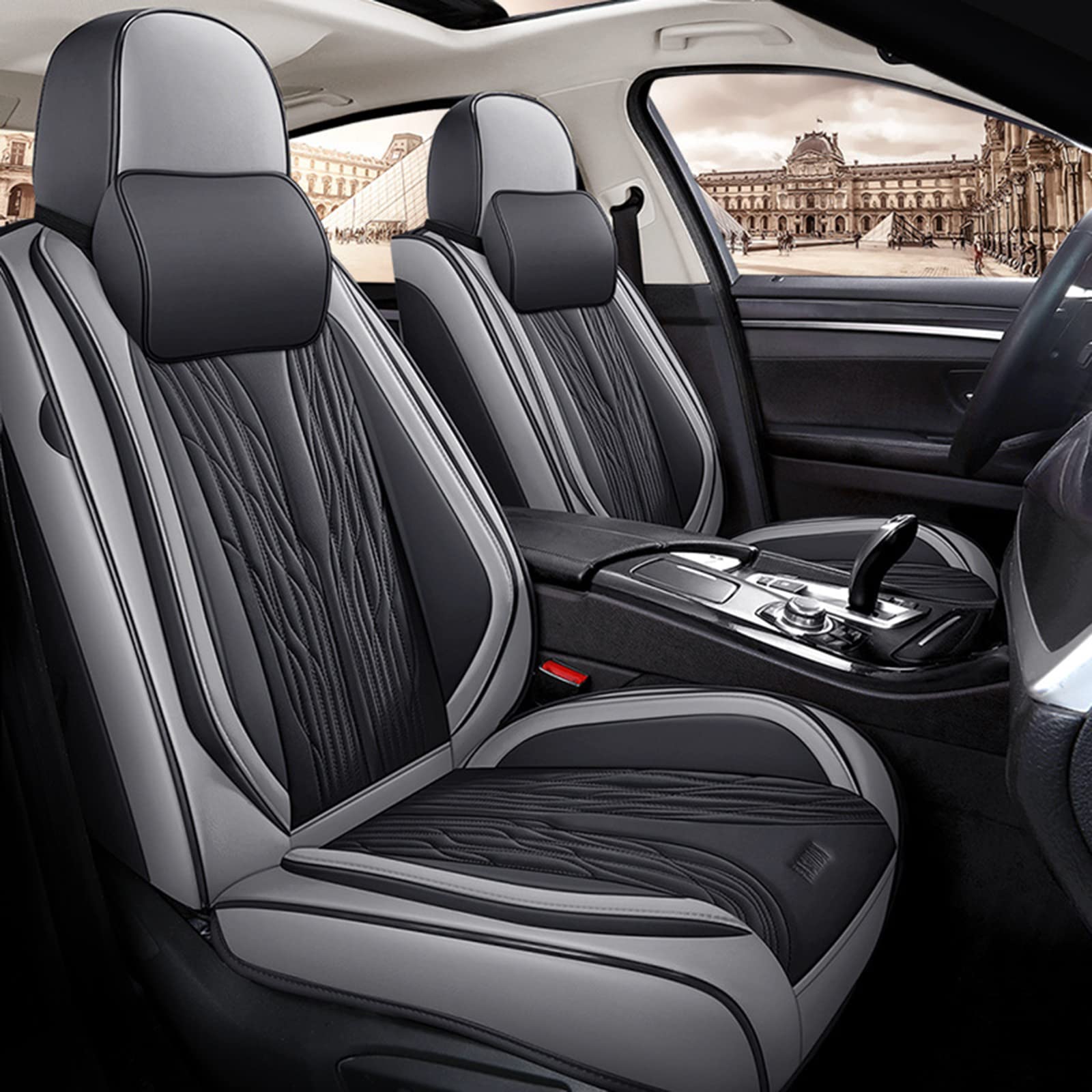 Premium Leather Car Seat Covers - Full Coverage, Wear & Dirt Resistant (Gray) for Comfort & Protection