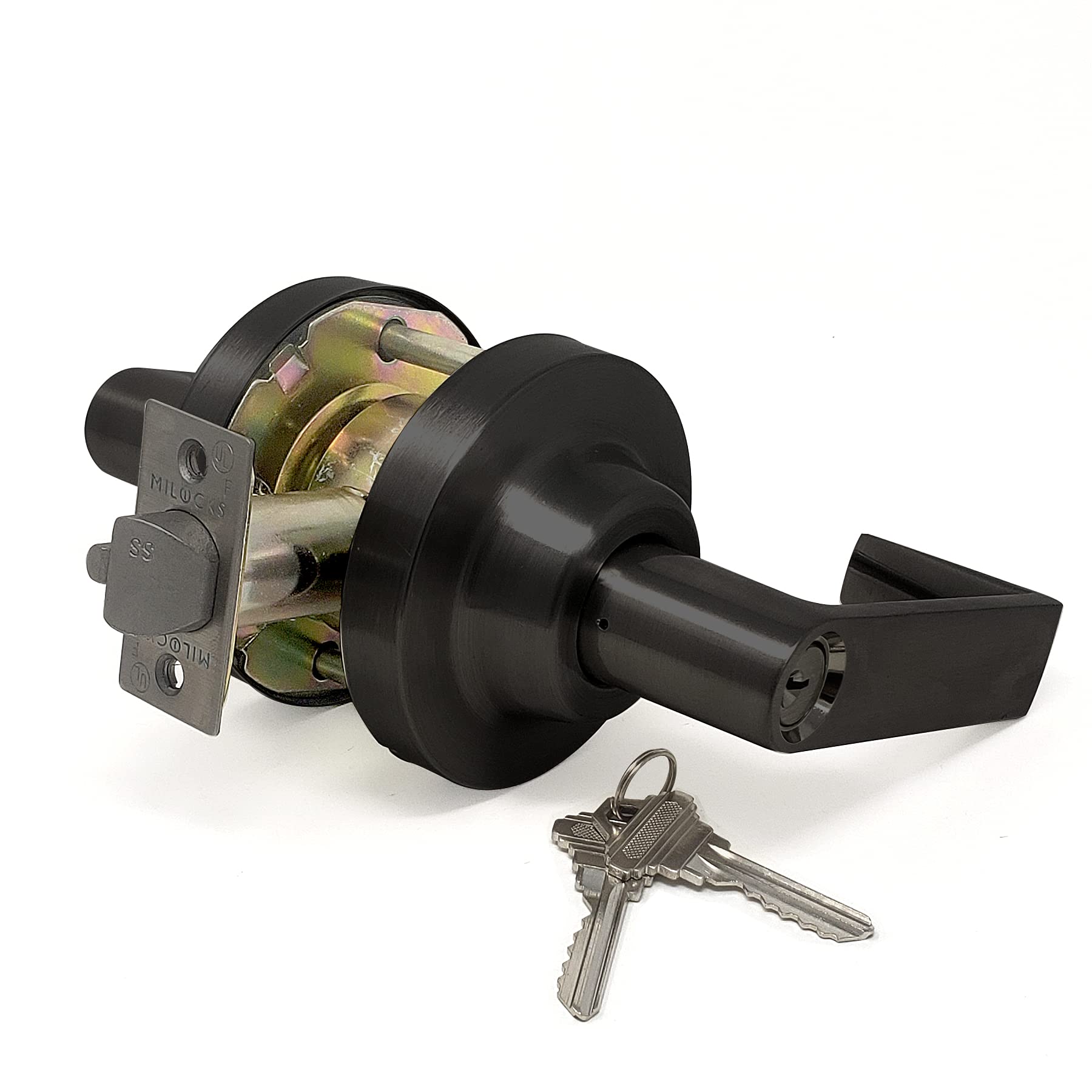 MiLocks Grade 1 Commercial Heavy Duty Cylindrical Lever Lock - Storeroom Function, Oil Rubbed Bronze Finish - Ideal for Warehouse, Office & Industrial Security