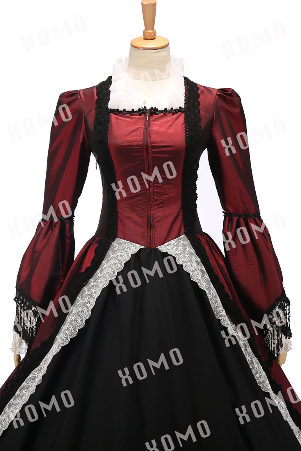 Marie Antoinette Style Victorian Dark Red Wedding Dress Ball Gown - Elegant Prom Gown for Brides, Formal Events & Historical Reenactments