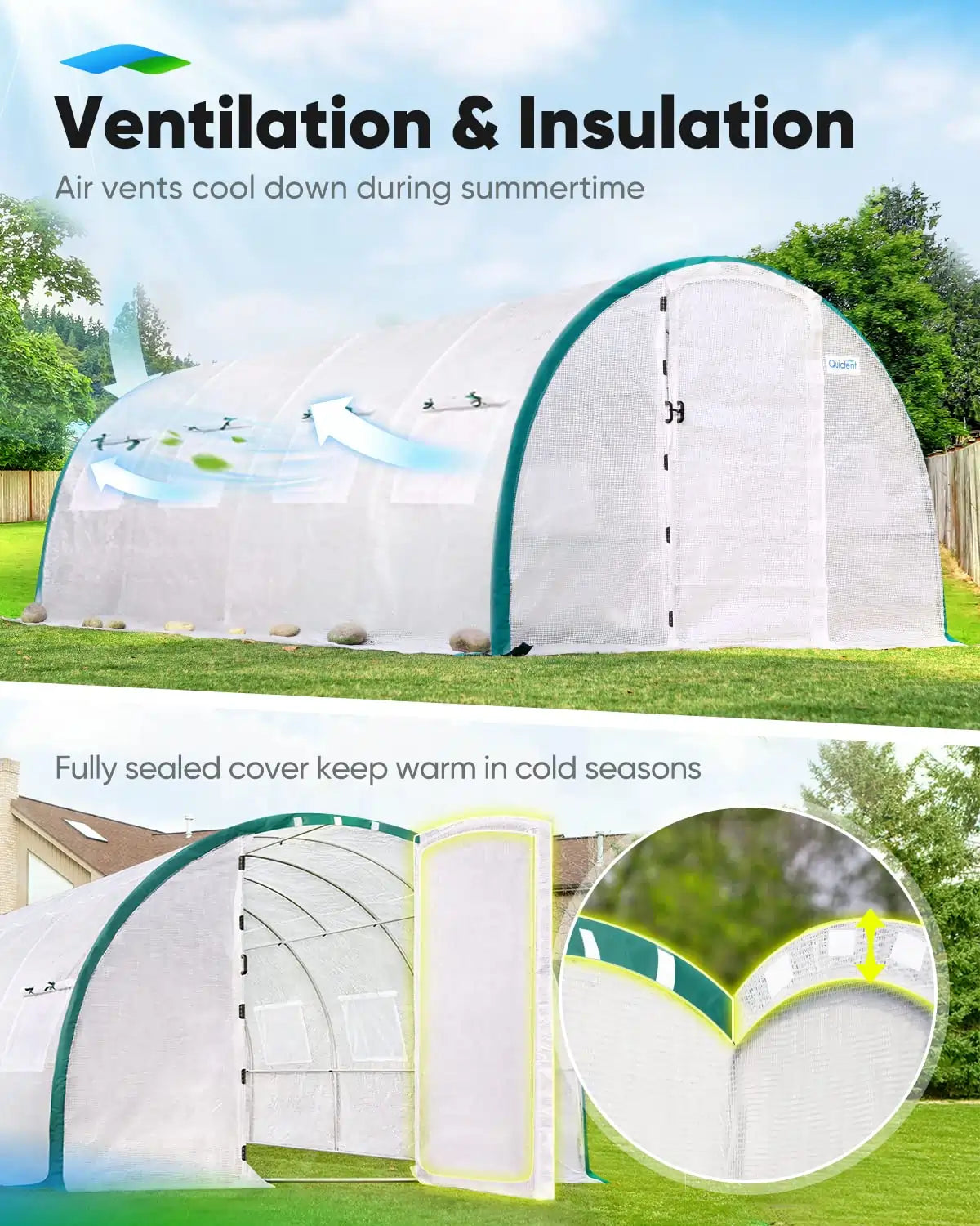 20' x 10' x 6.6' Large Walk-in Greenhouse with Upgraded Frame - Durable Outdoor Plant Growing Tent for Vegetables, Flowers & Herbs - Perfect for Backyard Gardening & Year-Round Planting