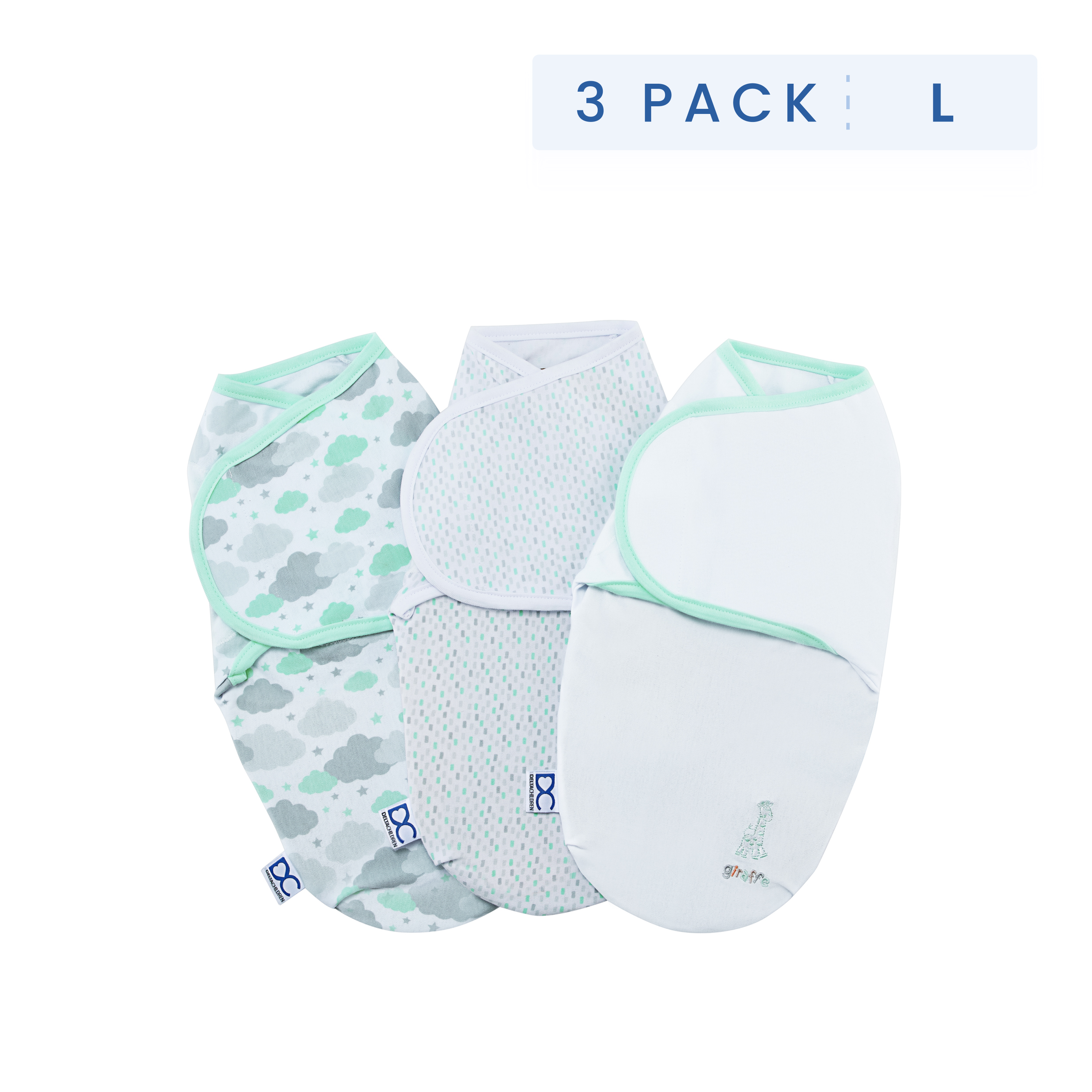 Little Lambs Adjustable Swaddle Wrap - Large Size (3 Pack) for Babies 3-6 Months | 14-18 lbs | Soft & Breathable Baby Wrap Blanket for Safe Sleep, Swaddling & Comfort - Perfect for Newborns, Infants & Nursery Essentials