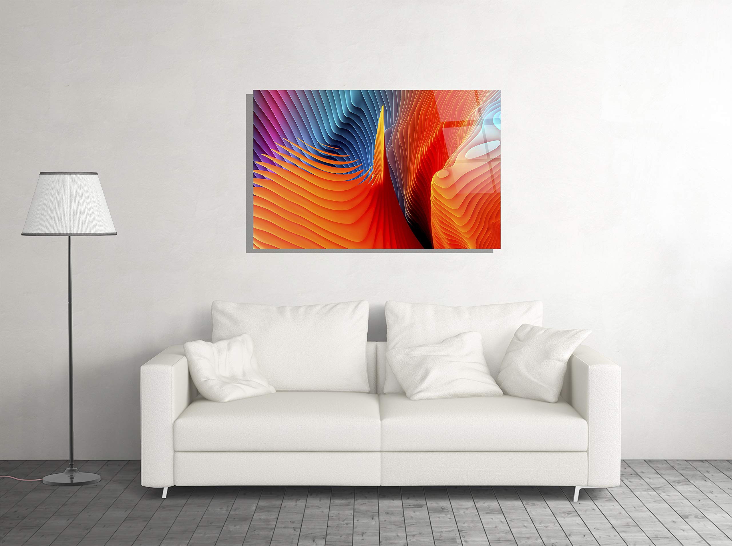 Vibrant Abstract Digital Print Tempered Glass Canvas Wall Art - Modern Home, Office & Hotel Decor - Unique Gift Idea (24x36) - Perfect for Living Rooms, Bedrooms & Workspaces