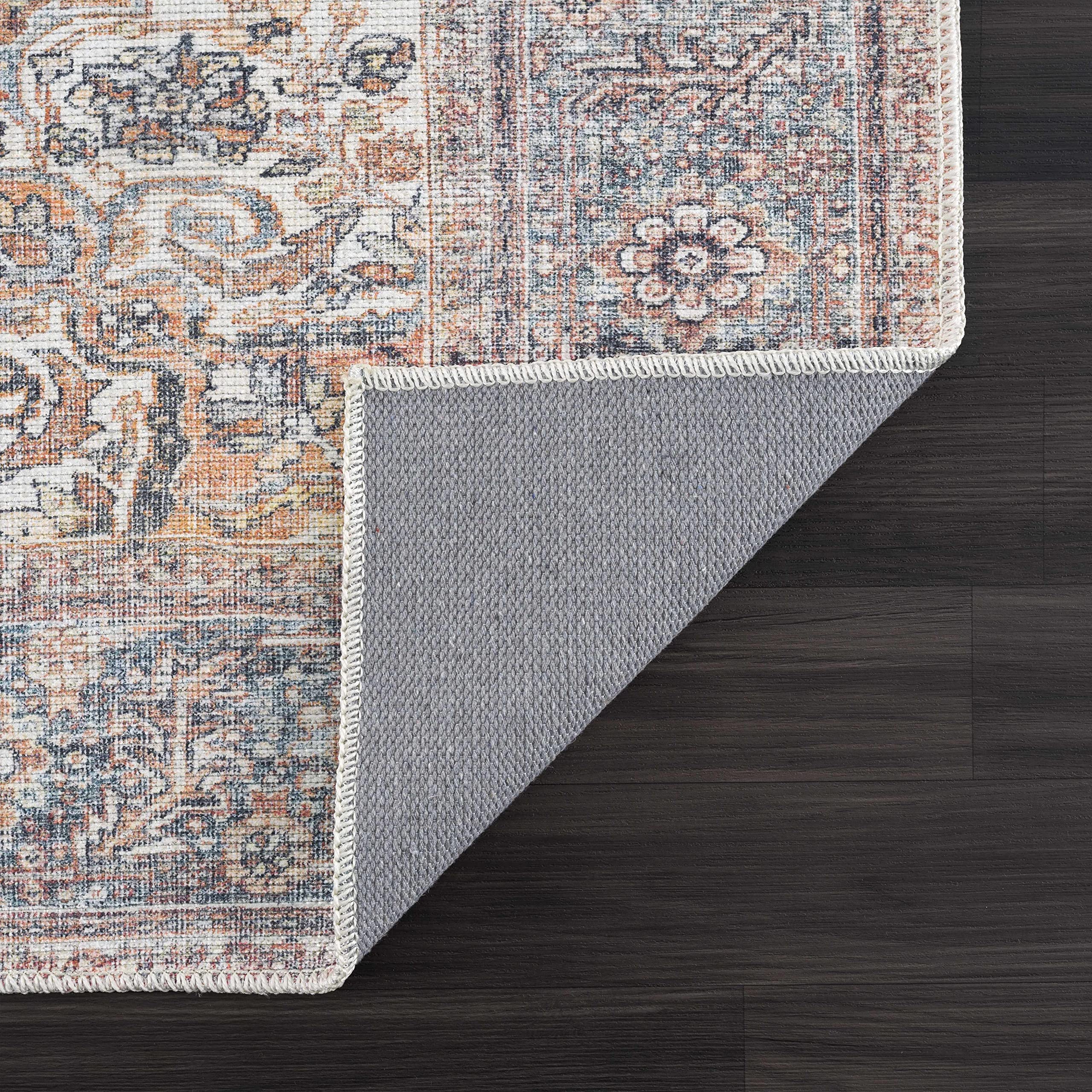 Hauteloom Gardnertown Traditional Machine Washable Area Rug - Blue, Beige, Red - 6'7