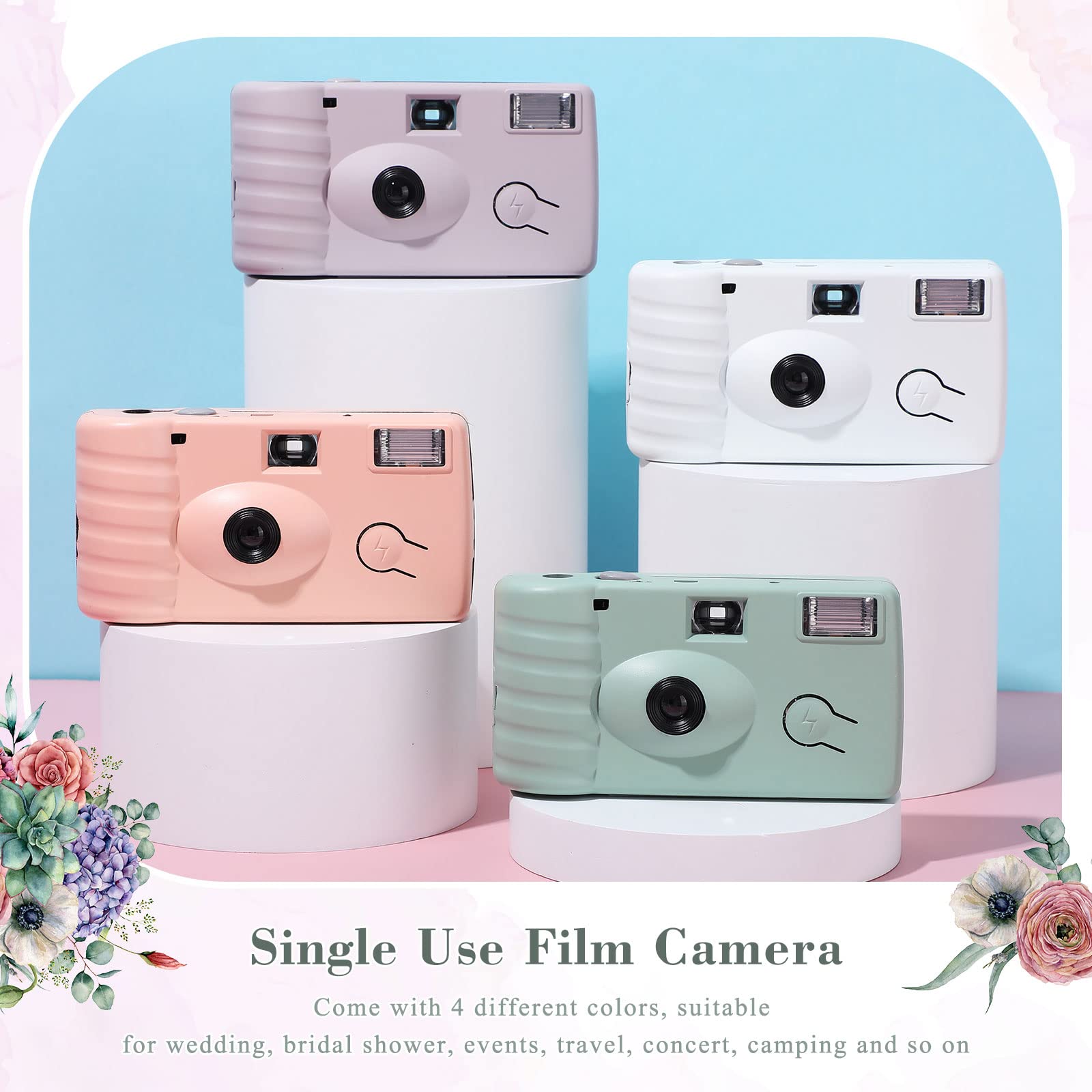 LEIFIDE 8 Pack Disposable 35mm Film Cameras with Flash - Bulk Wedding, Anniversary, Travel & Party Photography Supplies (Color Film, Single Use, Cute Colors) - Perfect for Capturing Memories at Events, Vacations & Special Occasions