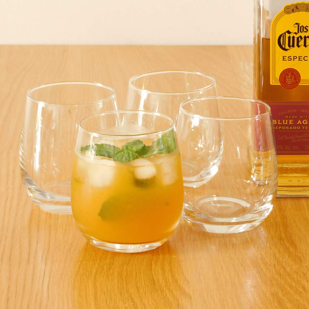 12 oz Stemless Wine Glasses Set of 4 - Whiskey Tumbler, Juice Cup & Beverage Glassware - Perfect for Red Wine, Cocktails, Water & Party Drinks - Durable & Versatile Drinking Glasses for Home, Bar, Restaurant & Gifts