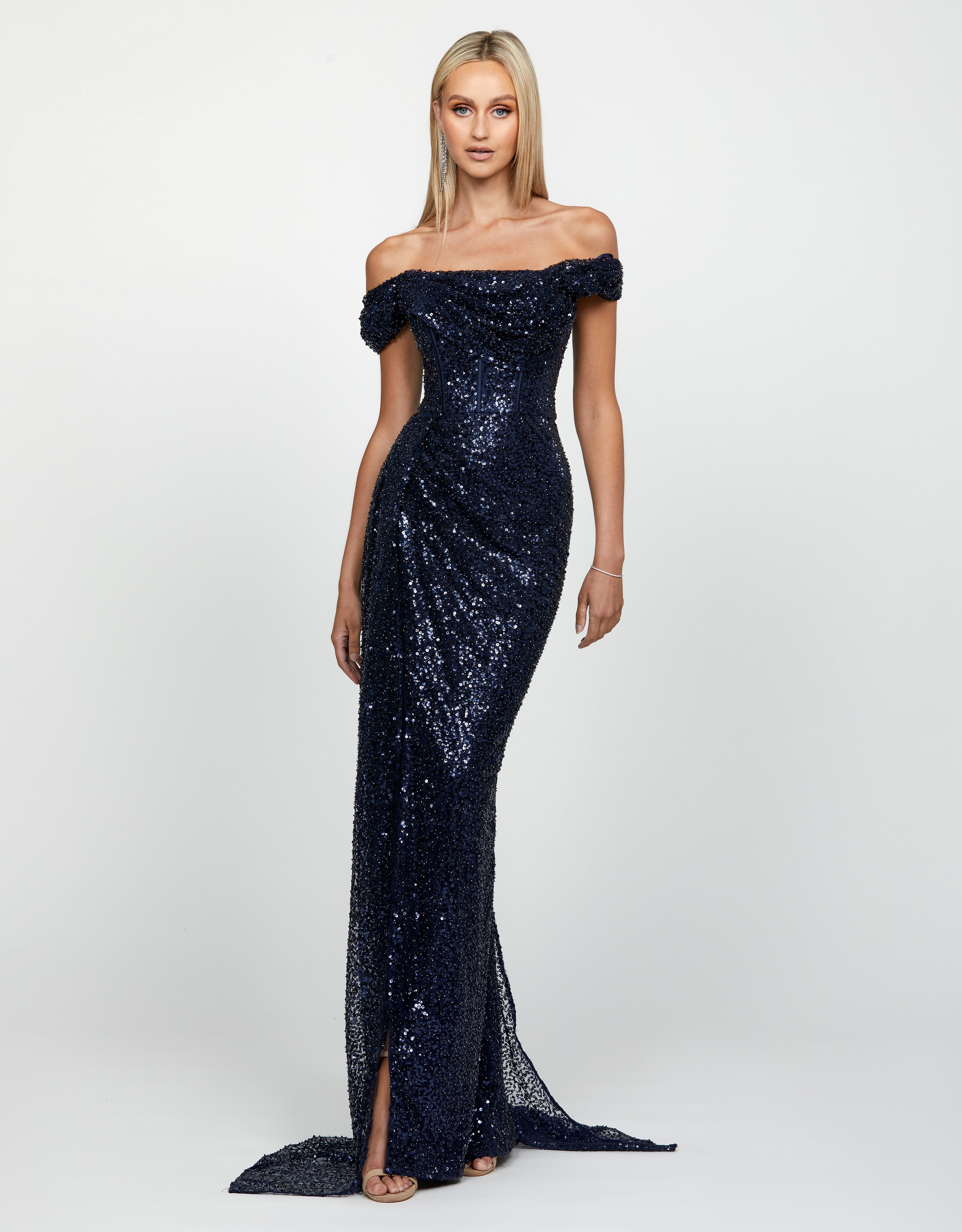 Elegant Ethel Cowl Neck Gown - Women's Formal Evening Dress for Weddings, Parties & Special Occasions | Plus Size Options Available